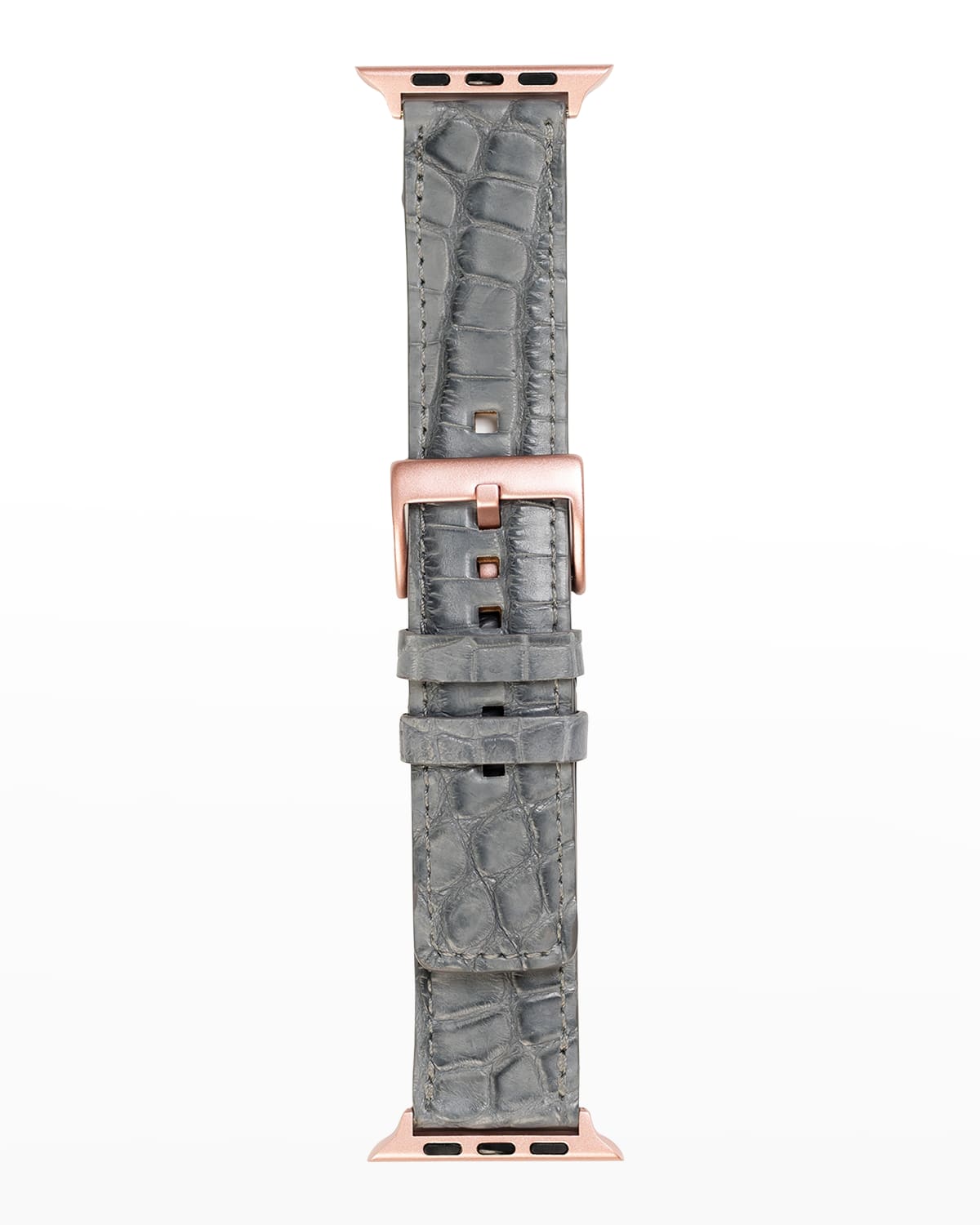 Abas Men's Apple Watch&reg; Matte Alligator Watch Strap, Rose Gold Finish In Grey
