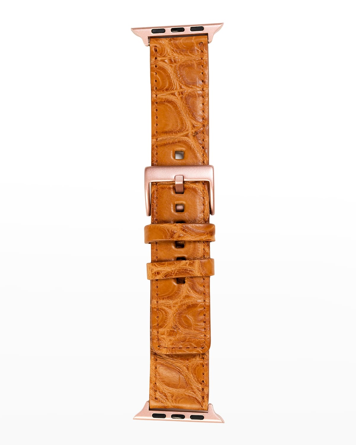 Abas Men's Apple Watch&reg; Matte Alligator Watch Strap, Rose Gold Finish In Western Tan