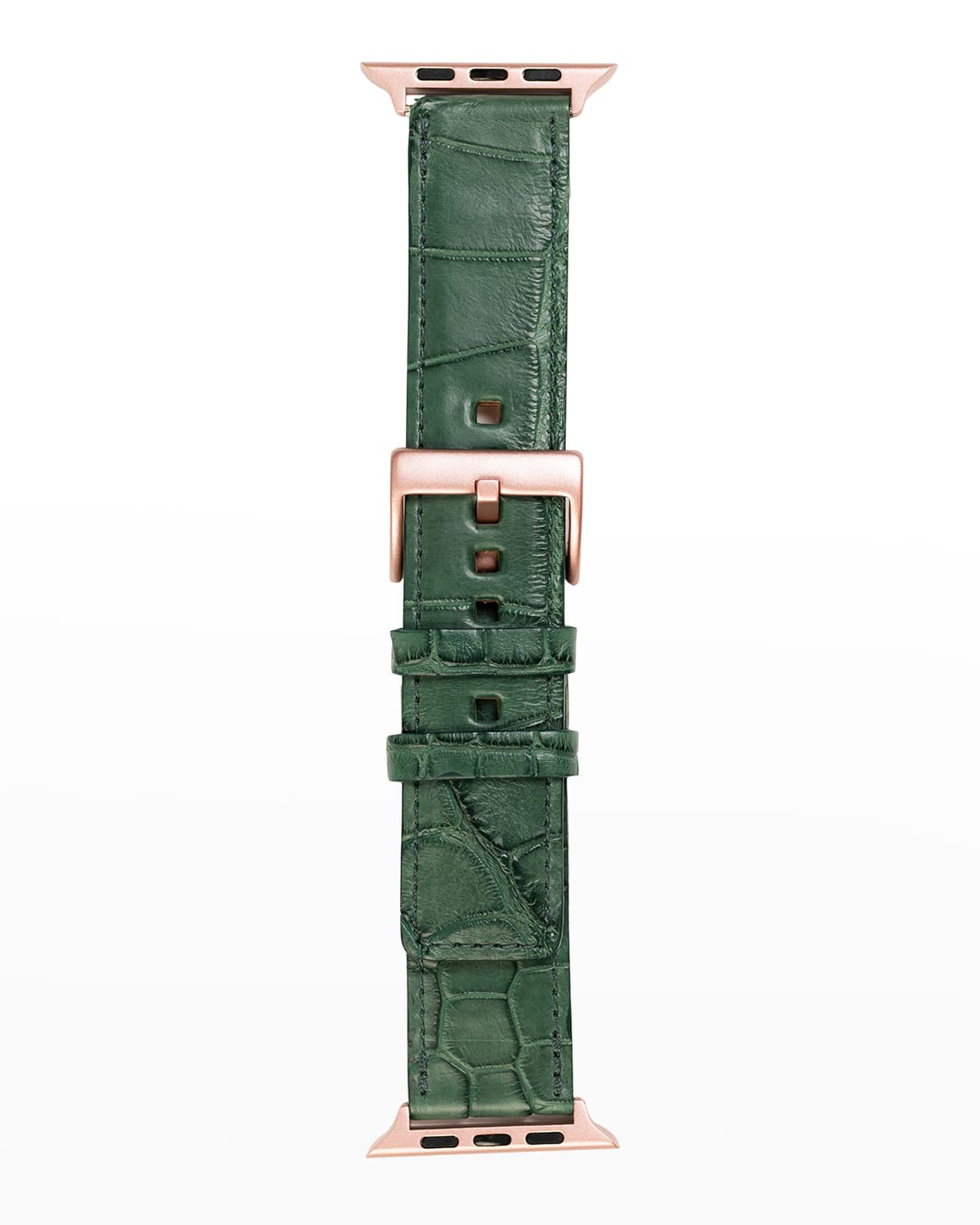 Abas Men's Apple Watch&reg; Matte Alligator Watch Strap, Rose Gold Finish In Green