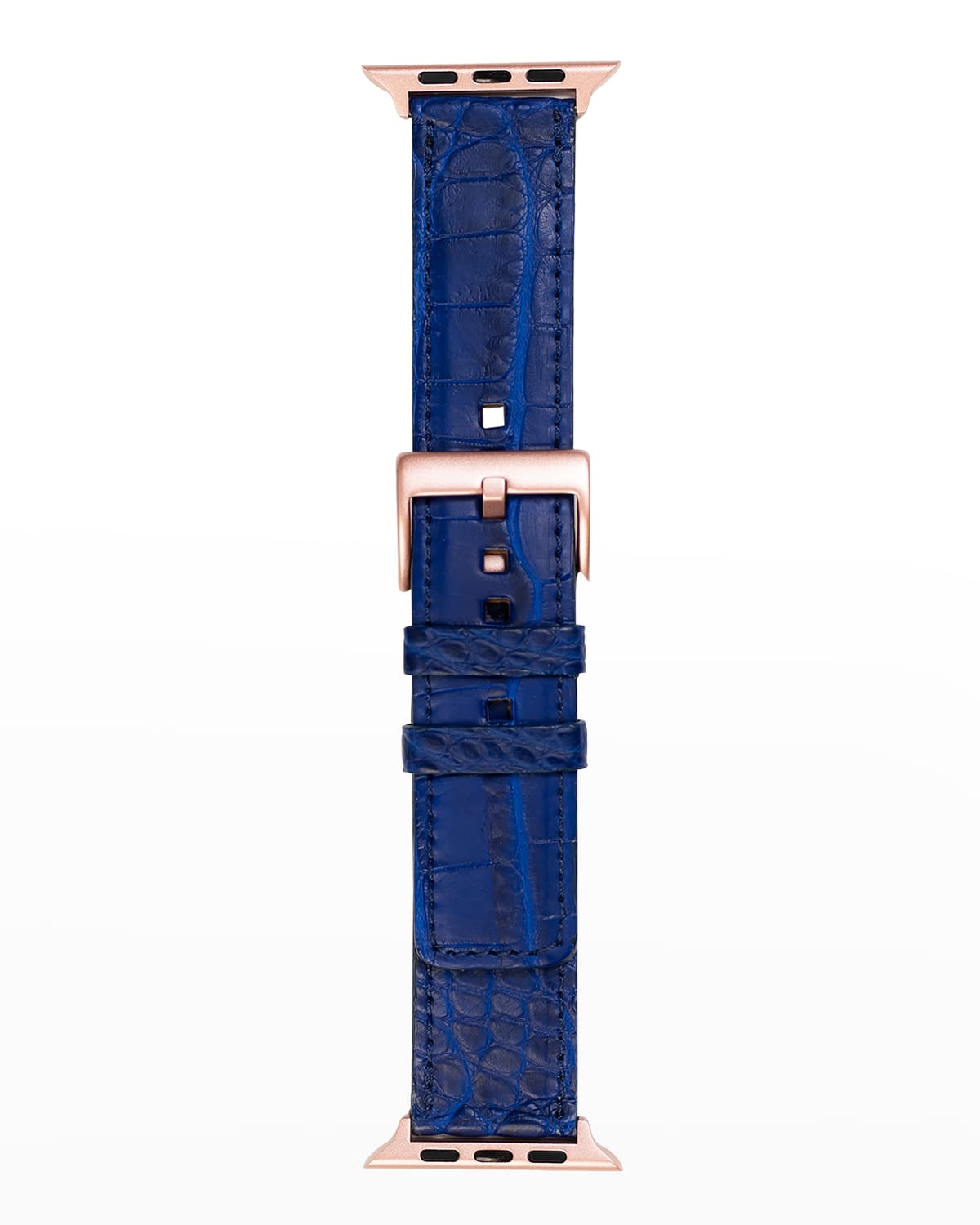 Abas Men's Apple Watch&reg; Matte Alligator Watch Strap, Rose Gold Finish In Cobalt Blue