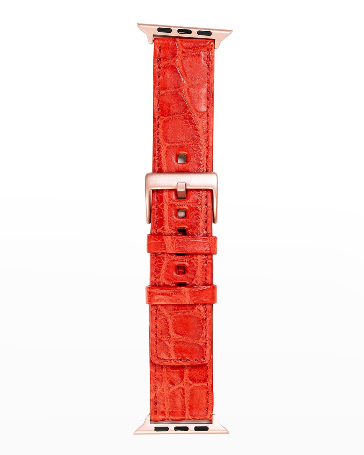 Abas Men's Apple Watch&reg; Matte Alligator Watch Strap, Rose Gold Finish In Red