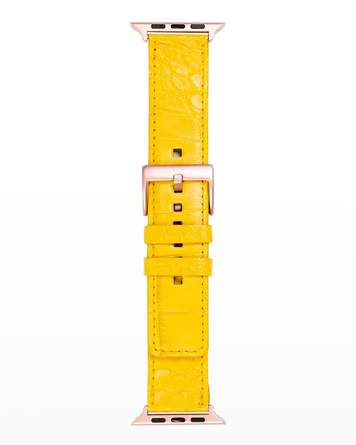 Abas Men's Apple Watch&reg; Matte Alligator Watch Strap, Rose Gold Finish In Mustard Yellow