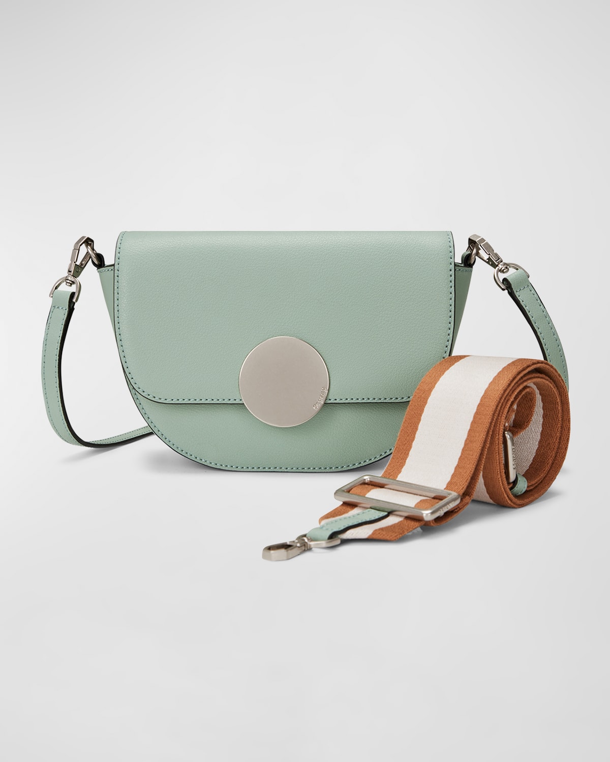 Oryany Lottie Saddle Leather Crossbody Bag In Dusty Mint