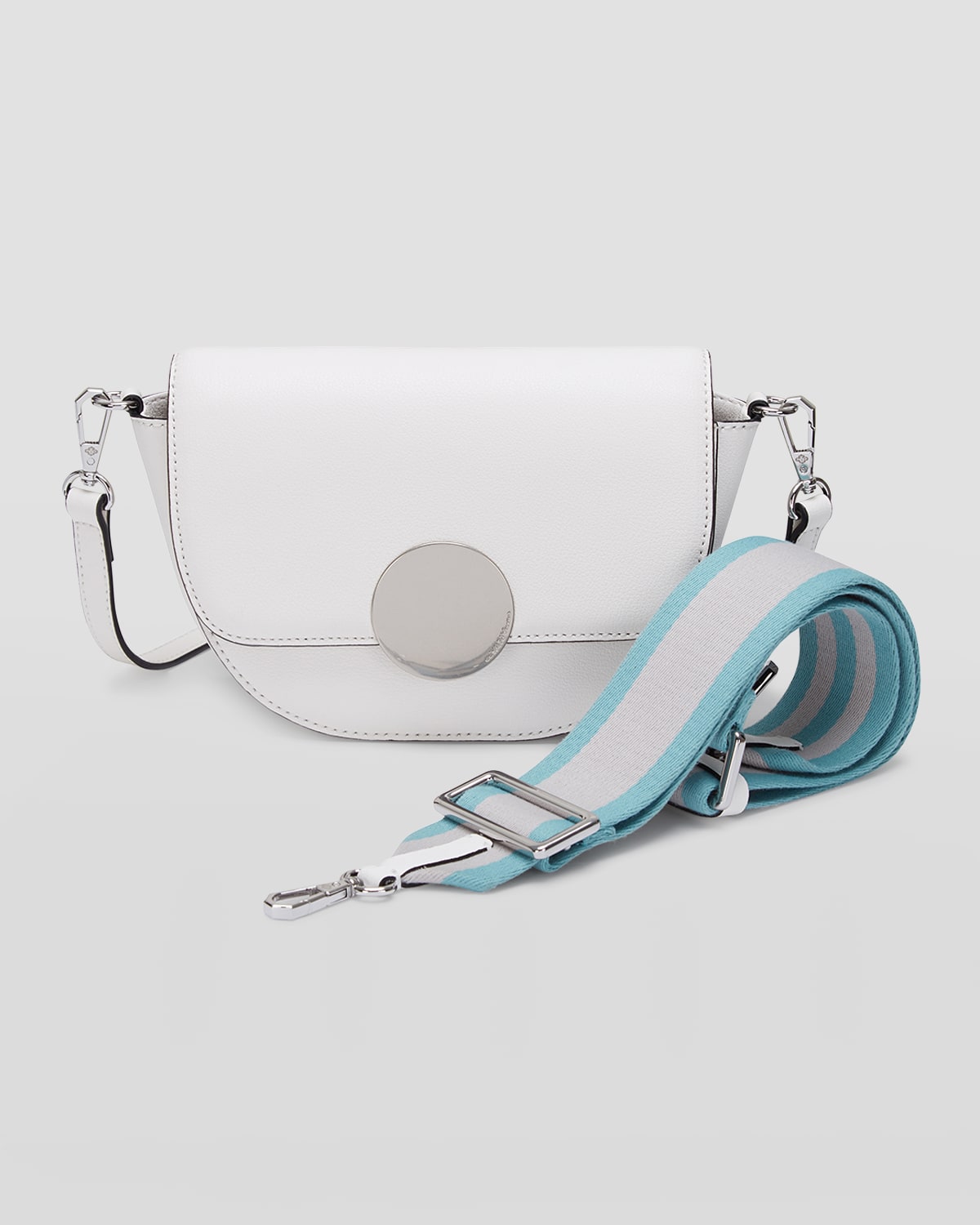 Oryany Lottie Saddle Leather Crossbody Bag In White