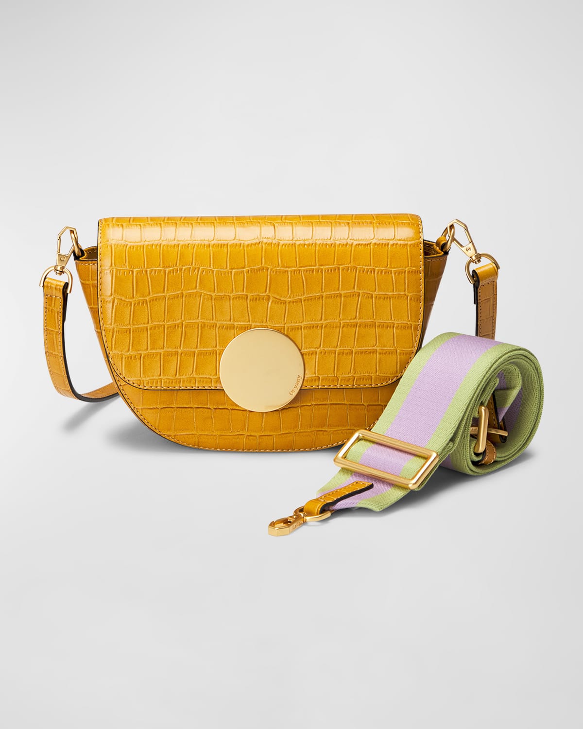 Lottie Saddle Moc-Croc Crossbody Bag