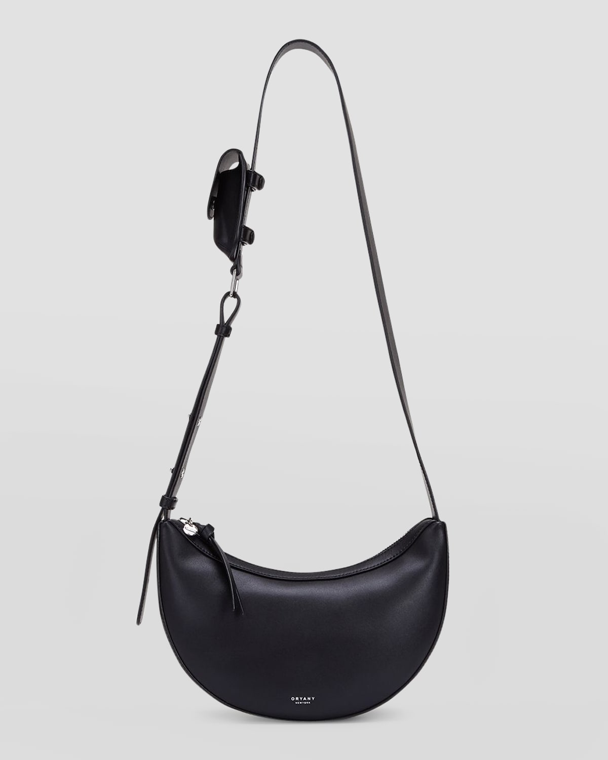 Oryany Rookie Half-moon Leather Crossbody Bag In Black