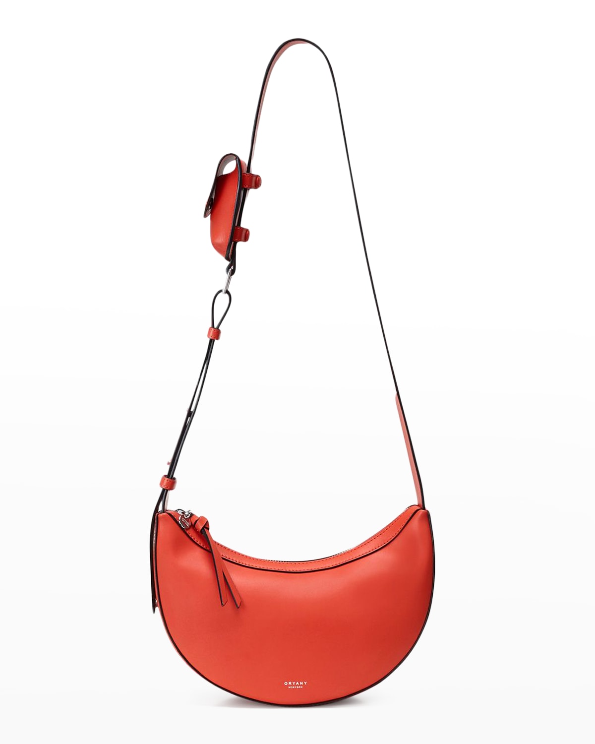 Oryany Rookie Crescent Leather Crossbody Bag In Orange