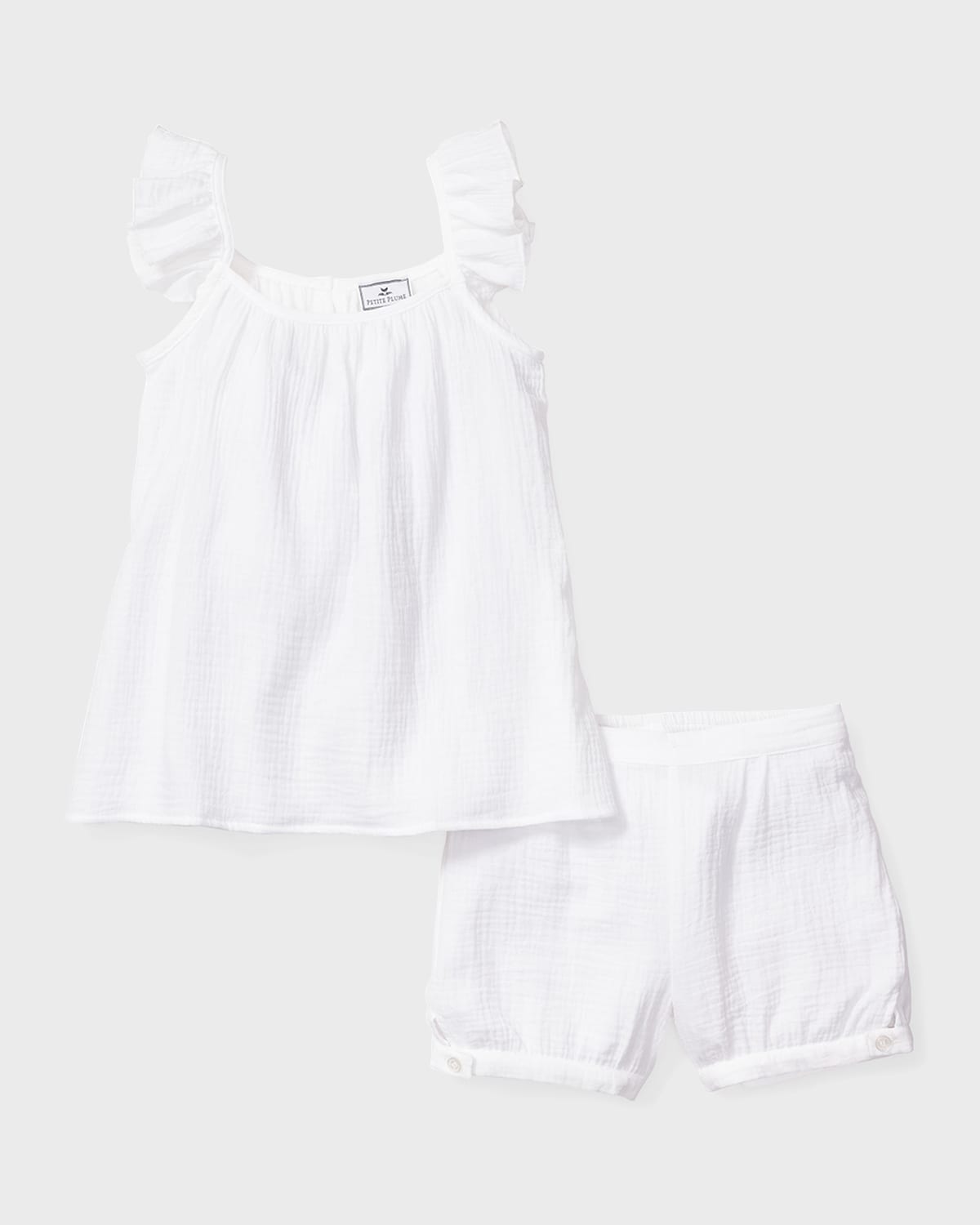 Petite Plume Kids' Girl's Amelie 2-piece Shorts Set In White
