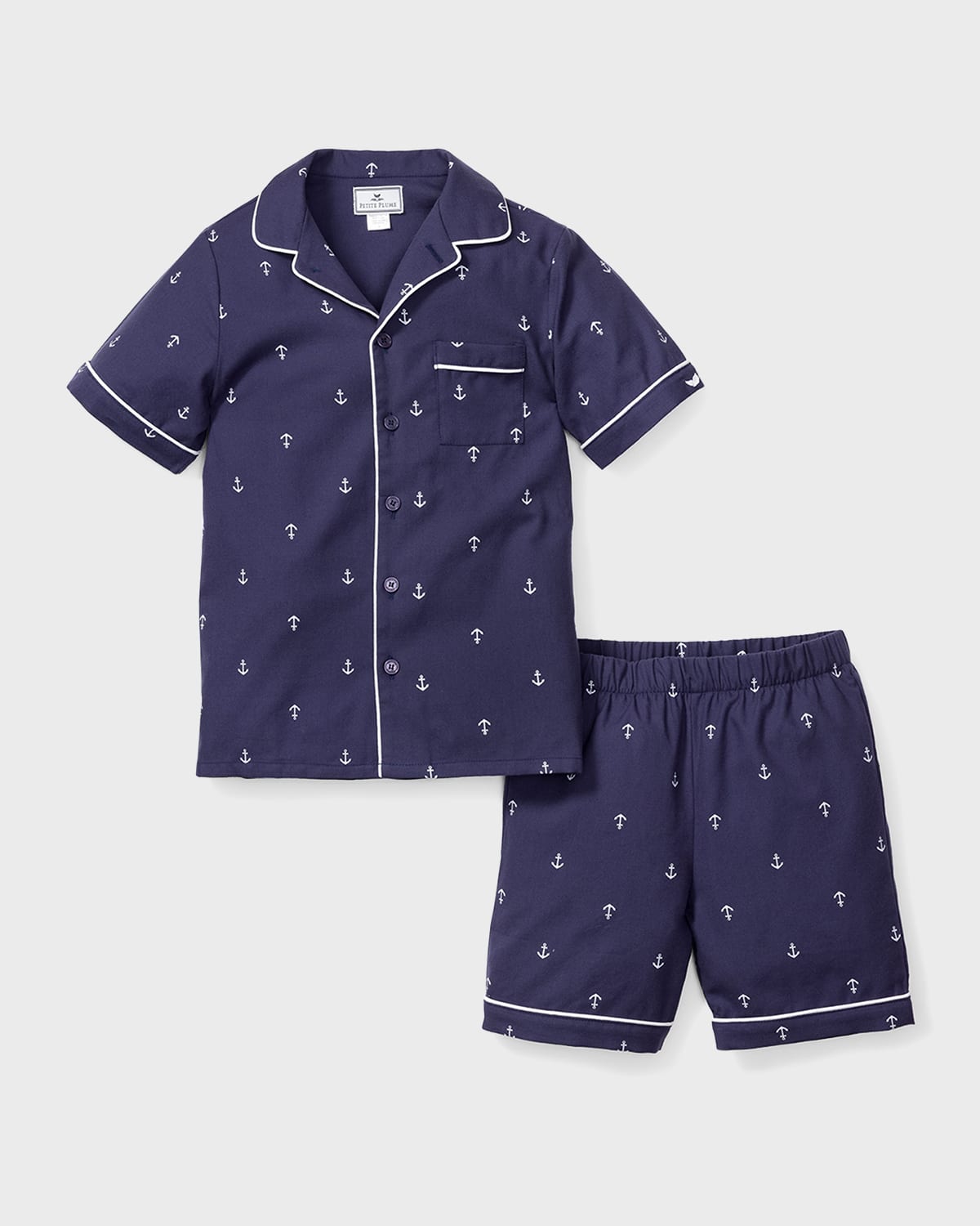 Shop Petite Plume Kid's La Mer Classic Pajama Shorts Set In Navy