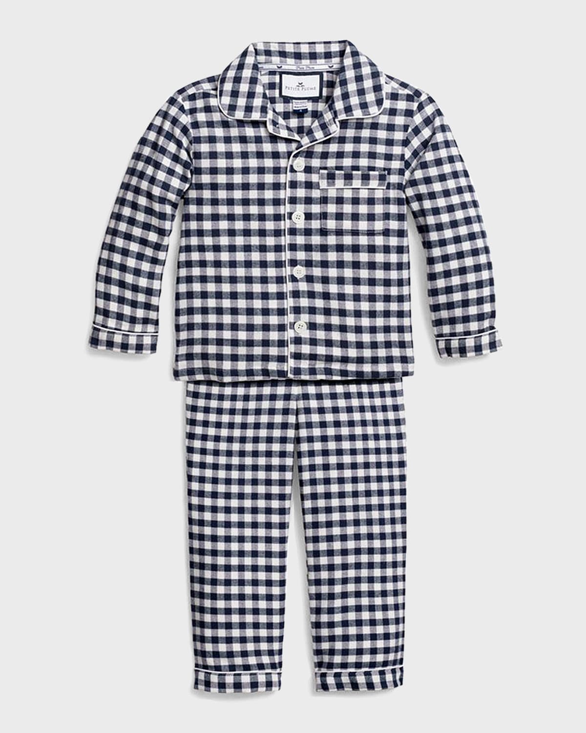 Shop Petite Plume Boy's Navy Gingham Pajama Set