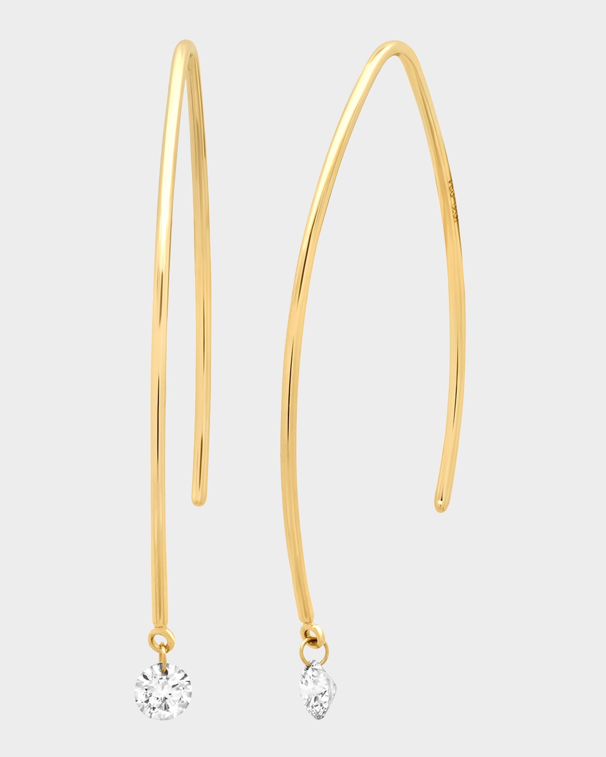 Yellow Gold Diamond Marquise-Hoop Earrings