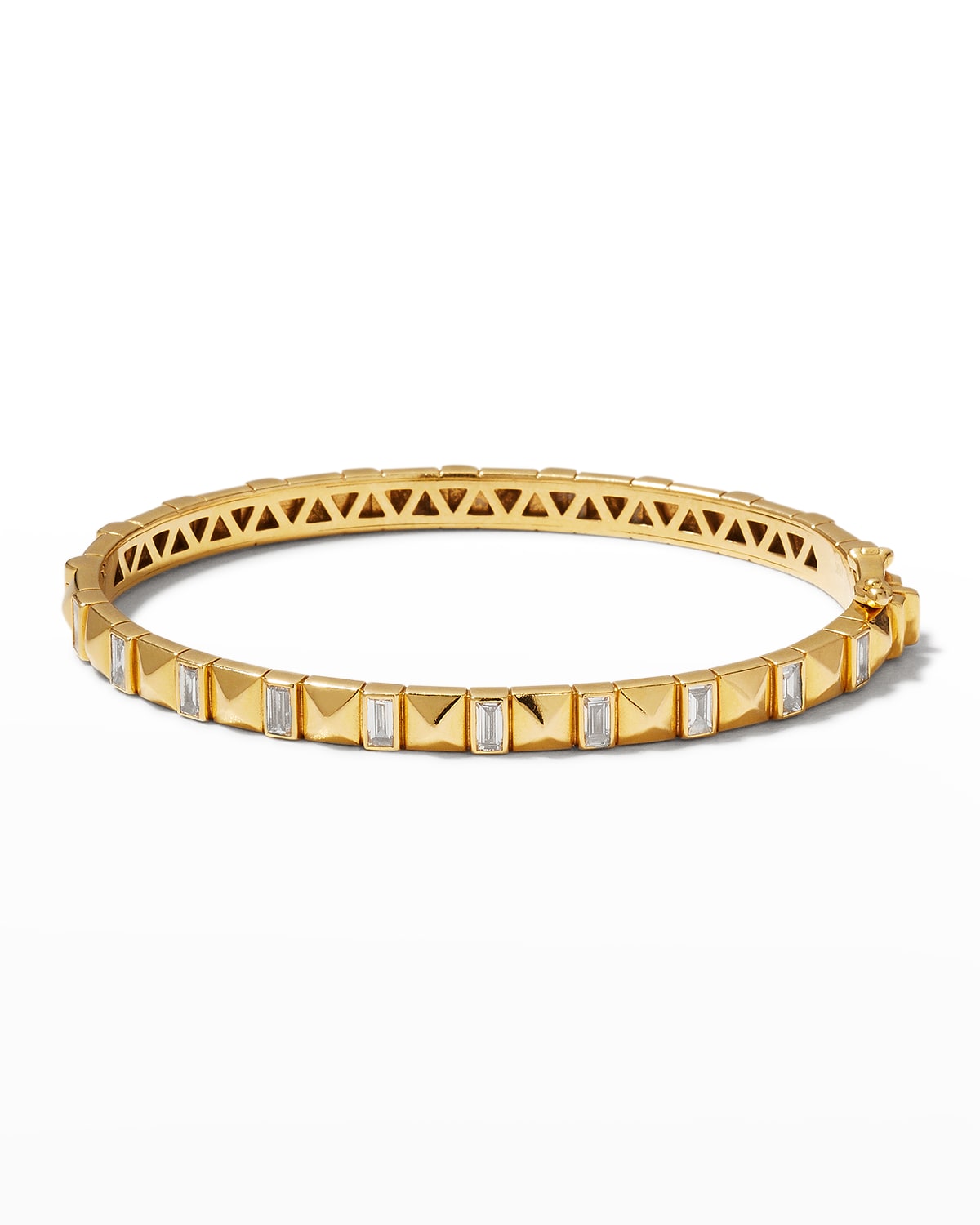 Yellow Gold Baguette Diamond Pyramid Bangle