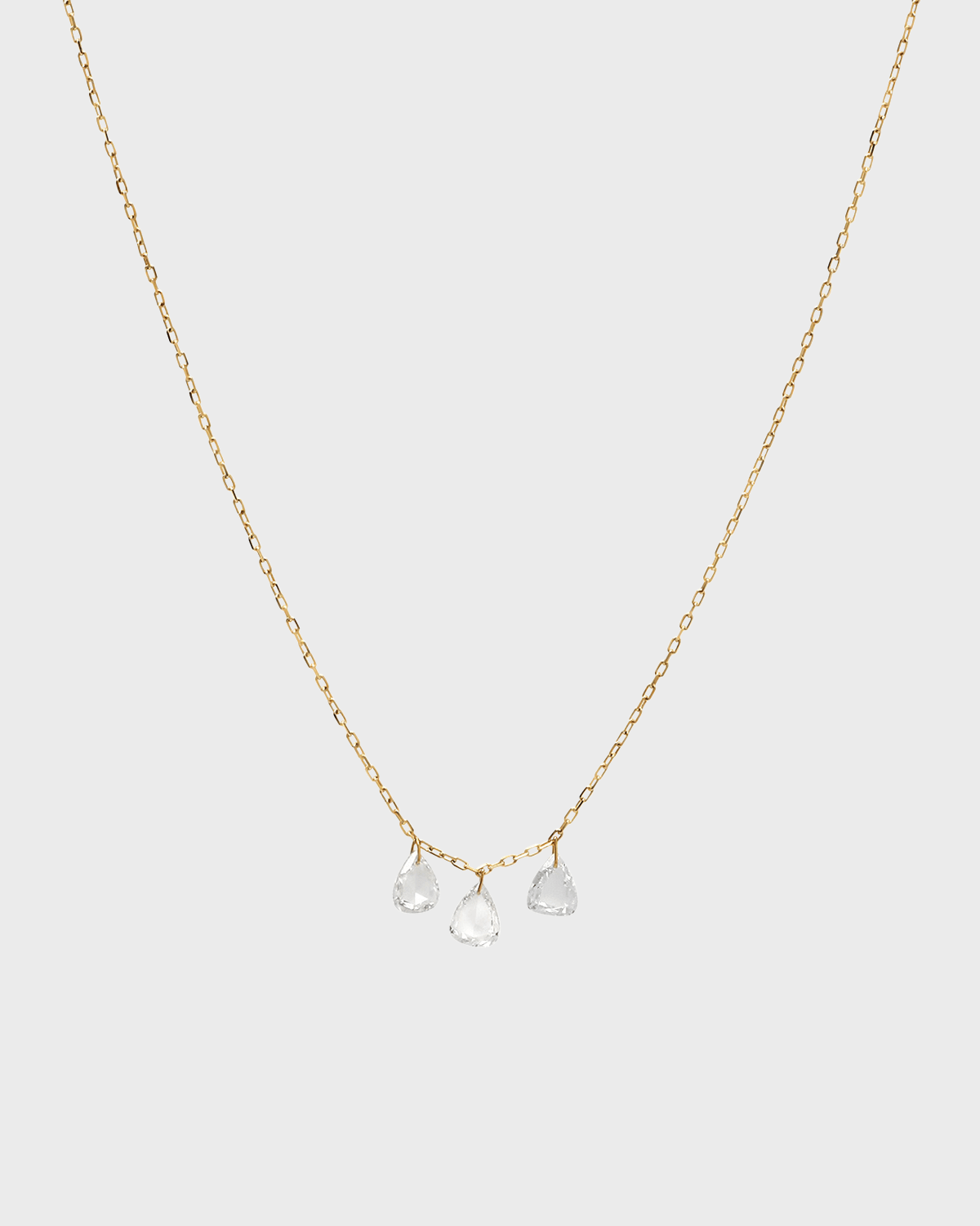 18K 3-Diamond Drop Necklace