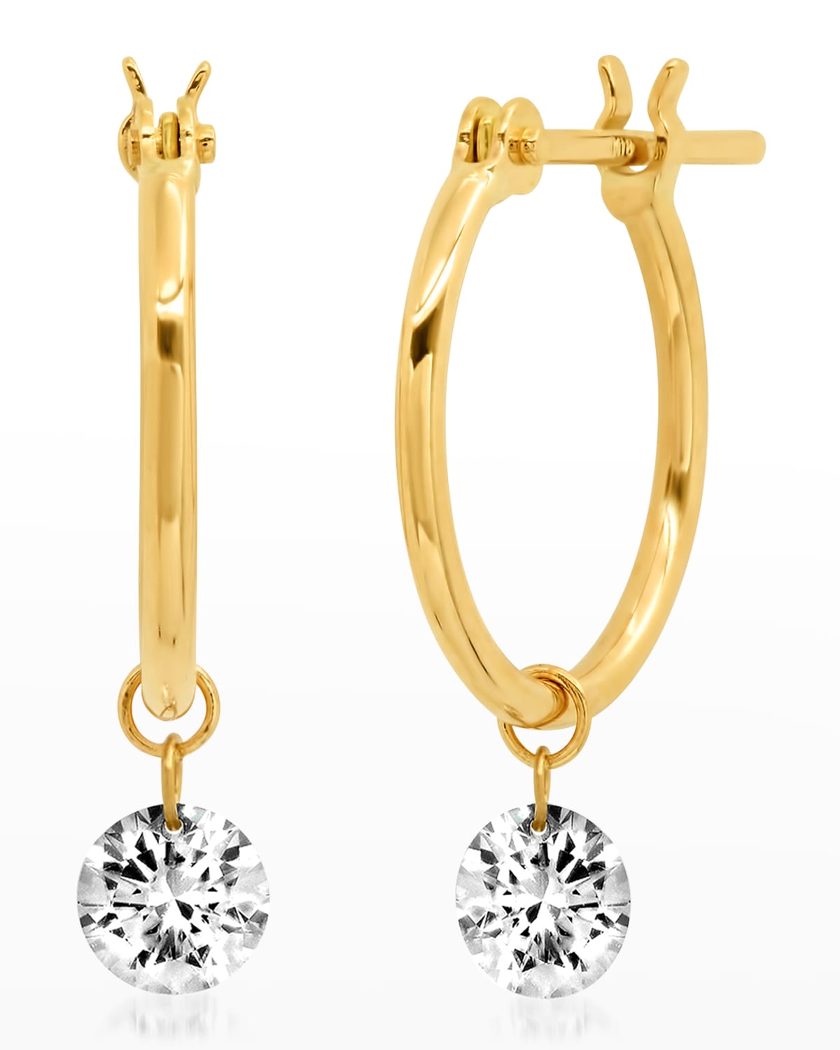 Nicha Jewelry One-diamond Hoop Earrings In Gold