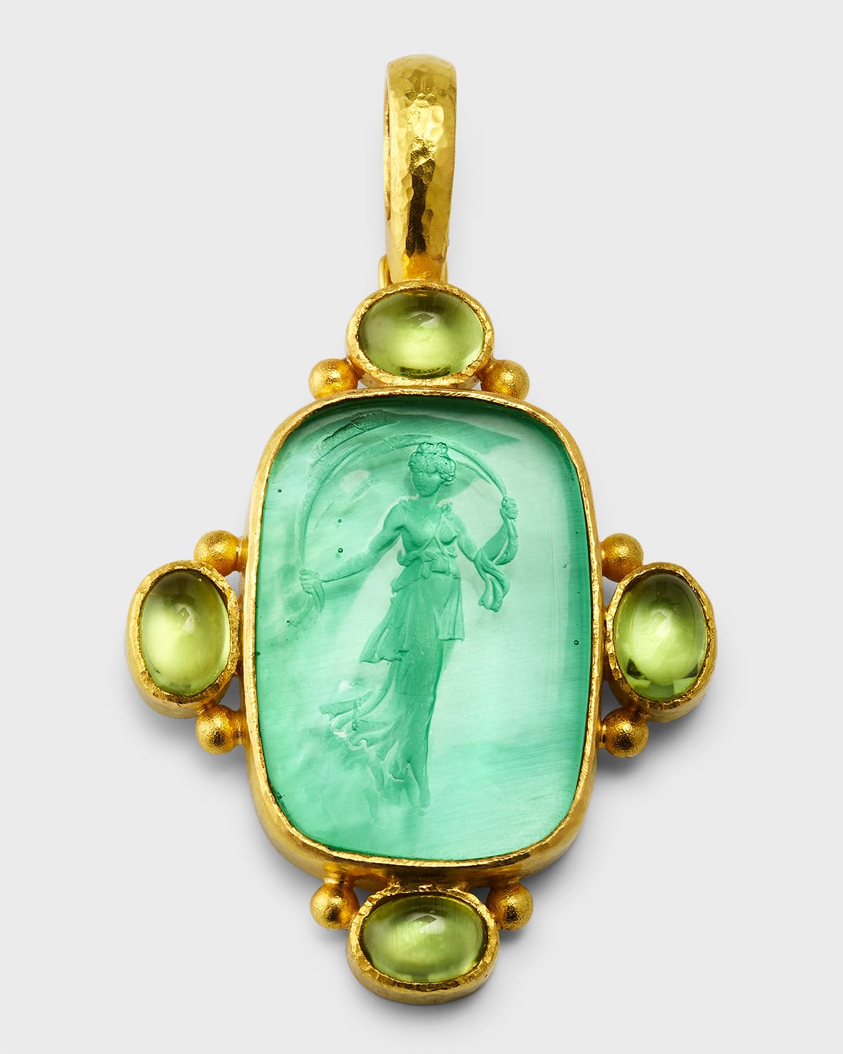 ELIZABETH LOCKE 19K VENETIAN GLASS INTAGLIO MUSE PENDANT WITH MOONSTONE 