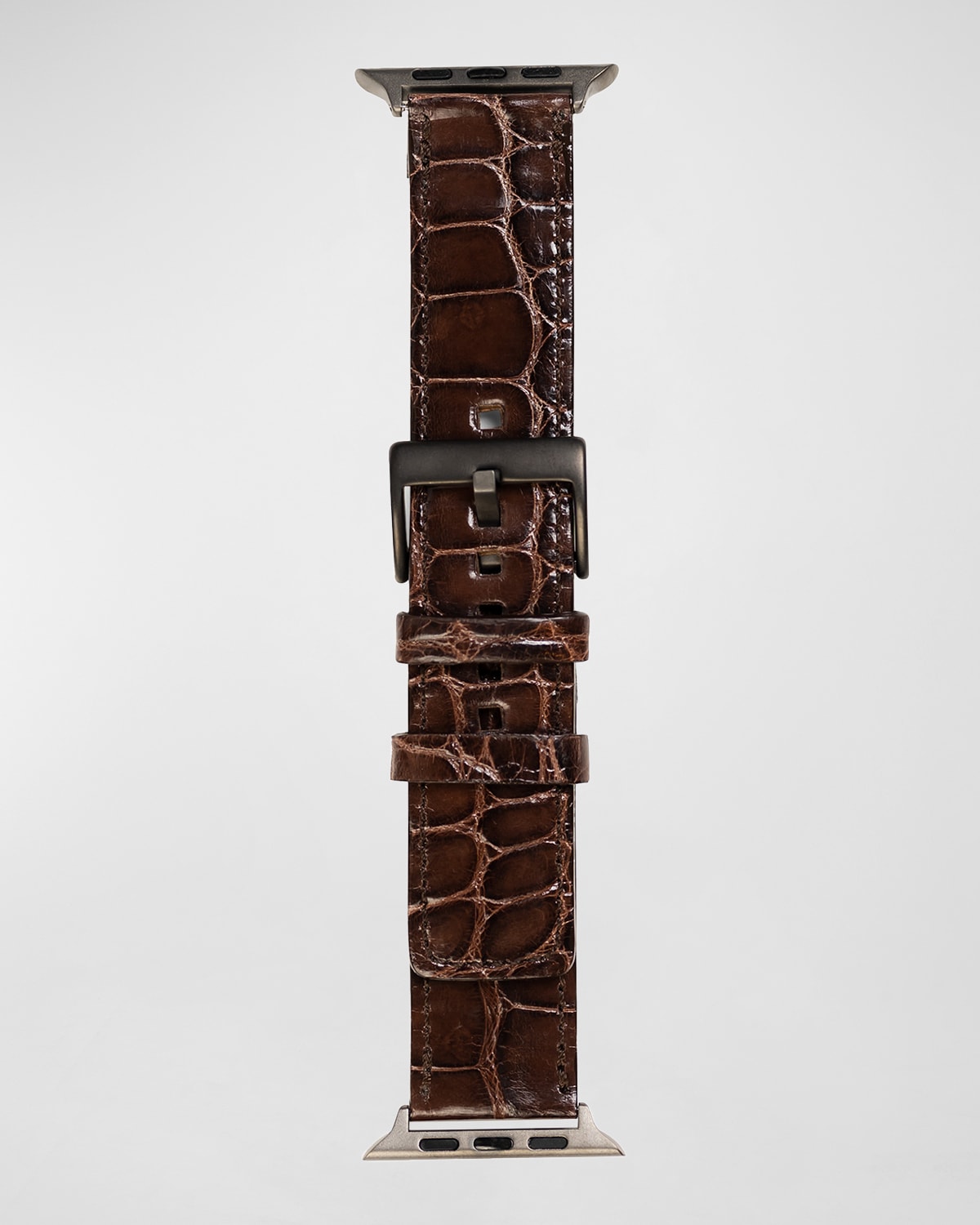 Abas Men's Apple Watch&reg; Alligator-leather Watch Strap, Space Gray Finish In Deep Brown