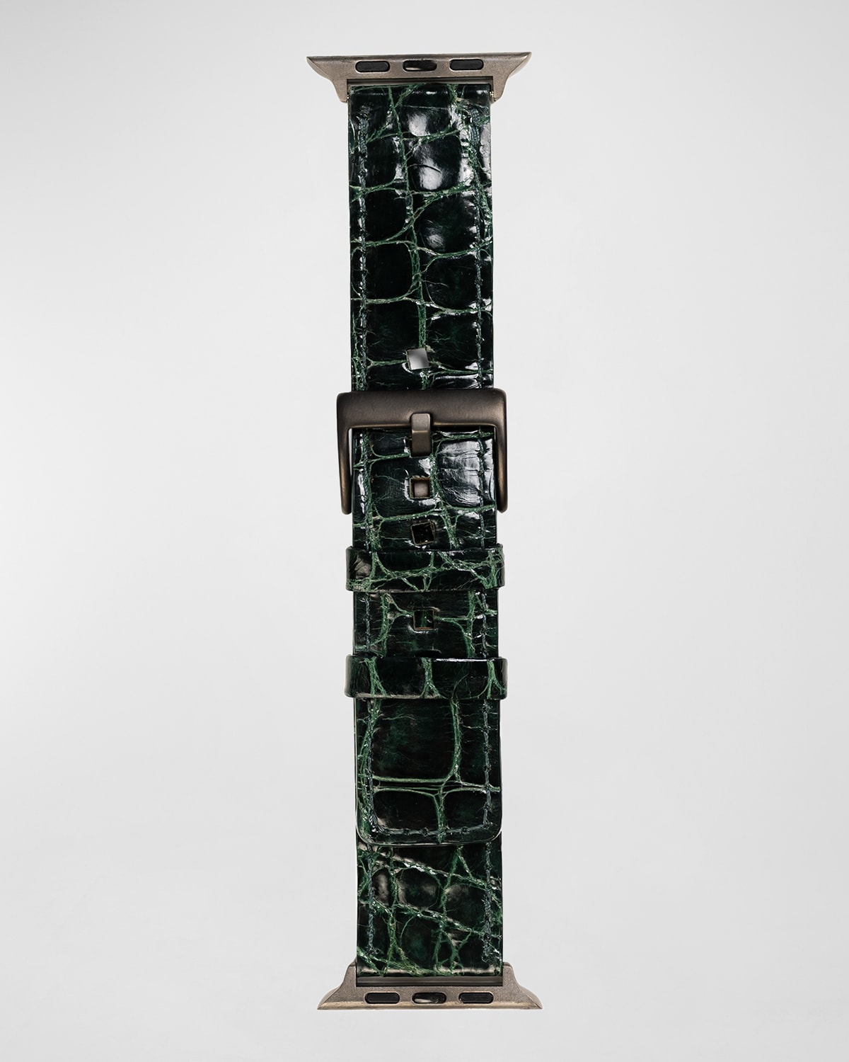 Abas Men's Apple Watch&reg; Alligator-leather Watch Strap, Space Gray Finish In Hunter Green