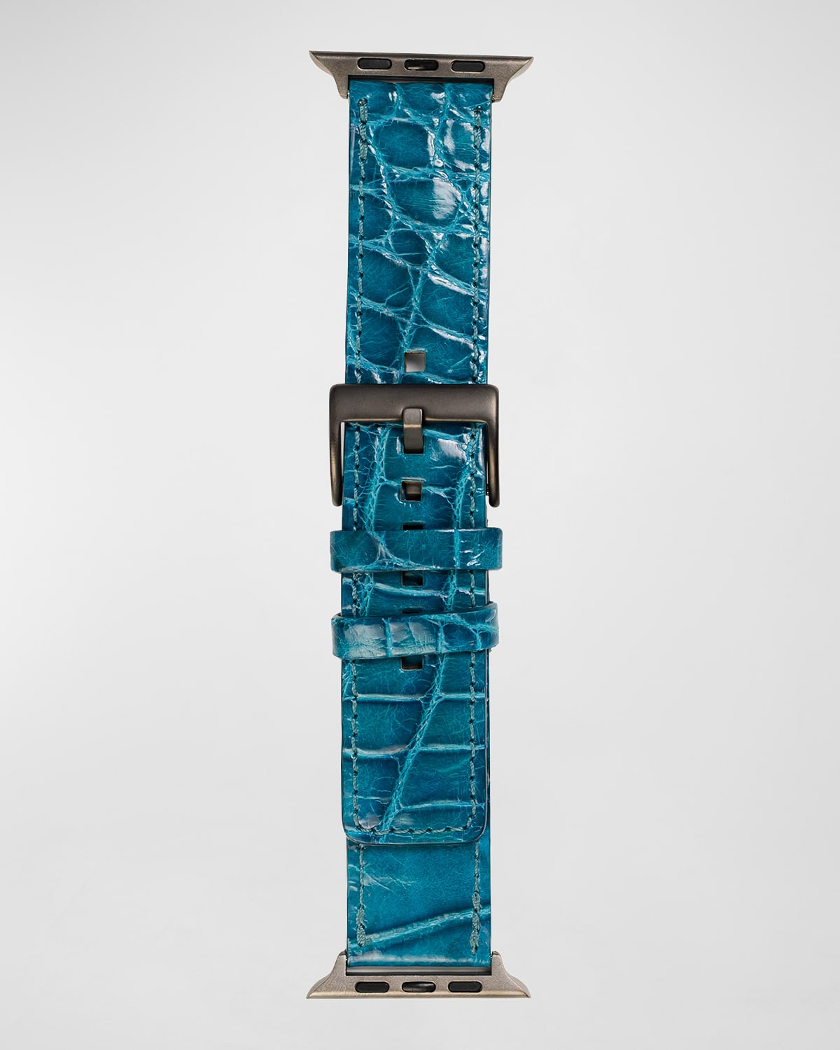 Abas Men's Apple Watch Alligator-leather Watch Strap, Space Grey Finish In Turquoise