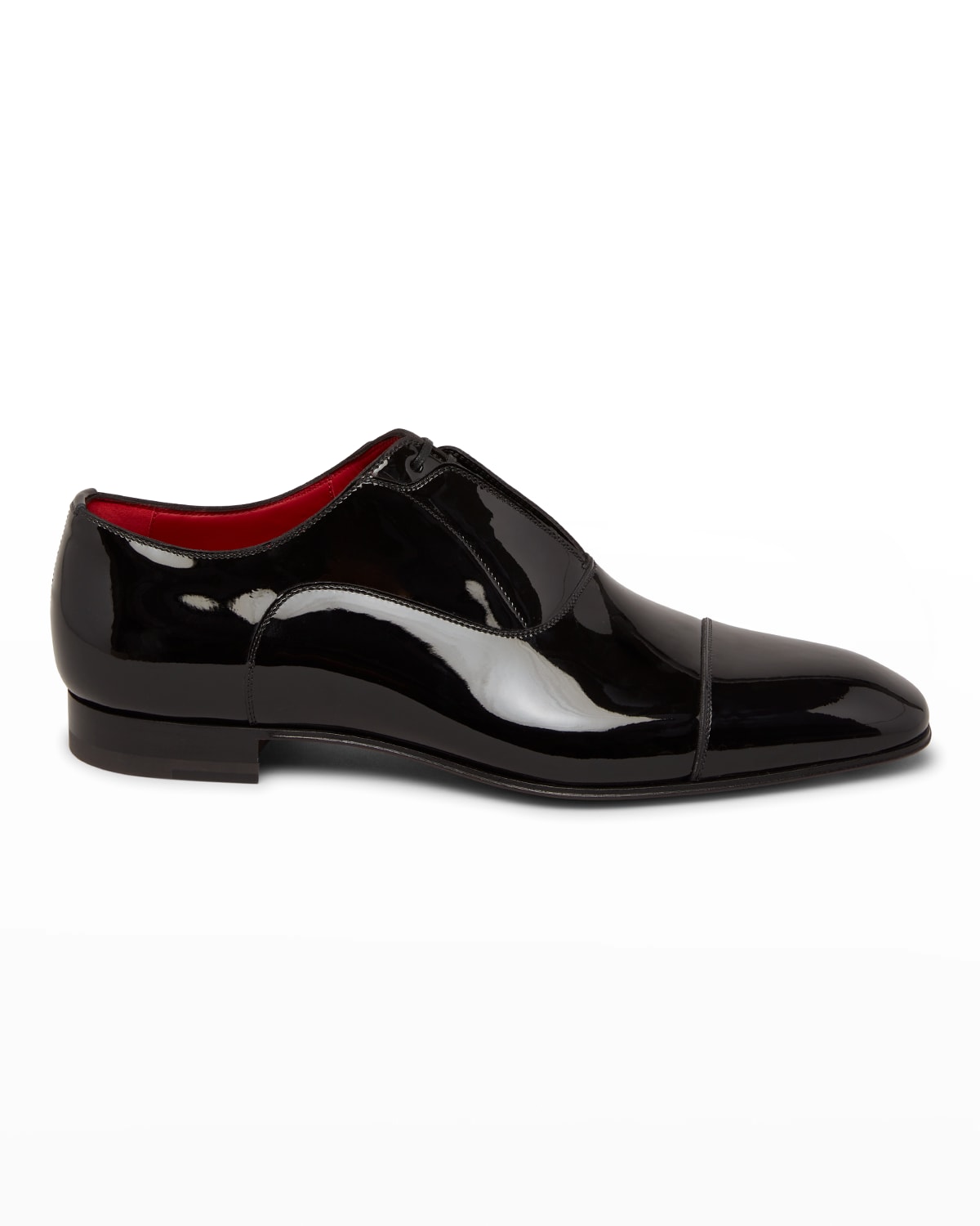 Christian Louboutin Men's Greghost Patent Leather Loafers In Black/lin Loubi