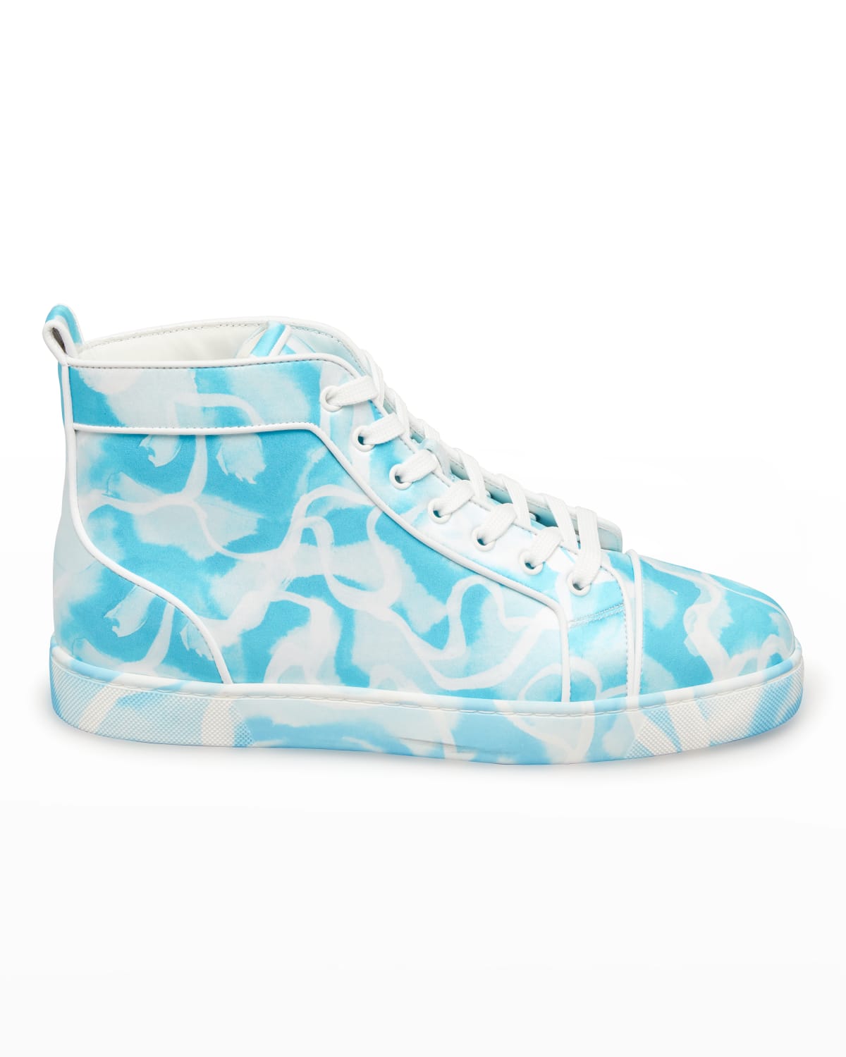 CHRISTIAN LOUBOUTIN MEN'S LOUIS ORLATO SWIMMING POOL SILK HIGH-TOP SNEAKERS 