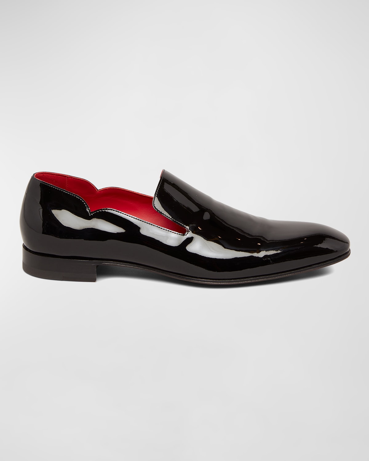 Christian Louboutin- Black patent leather slip on / loafer with Bright red  sole