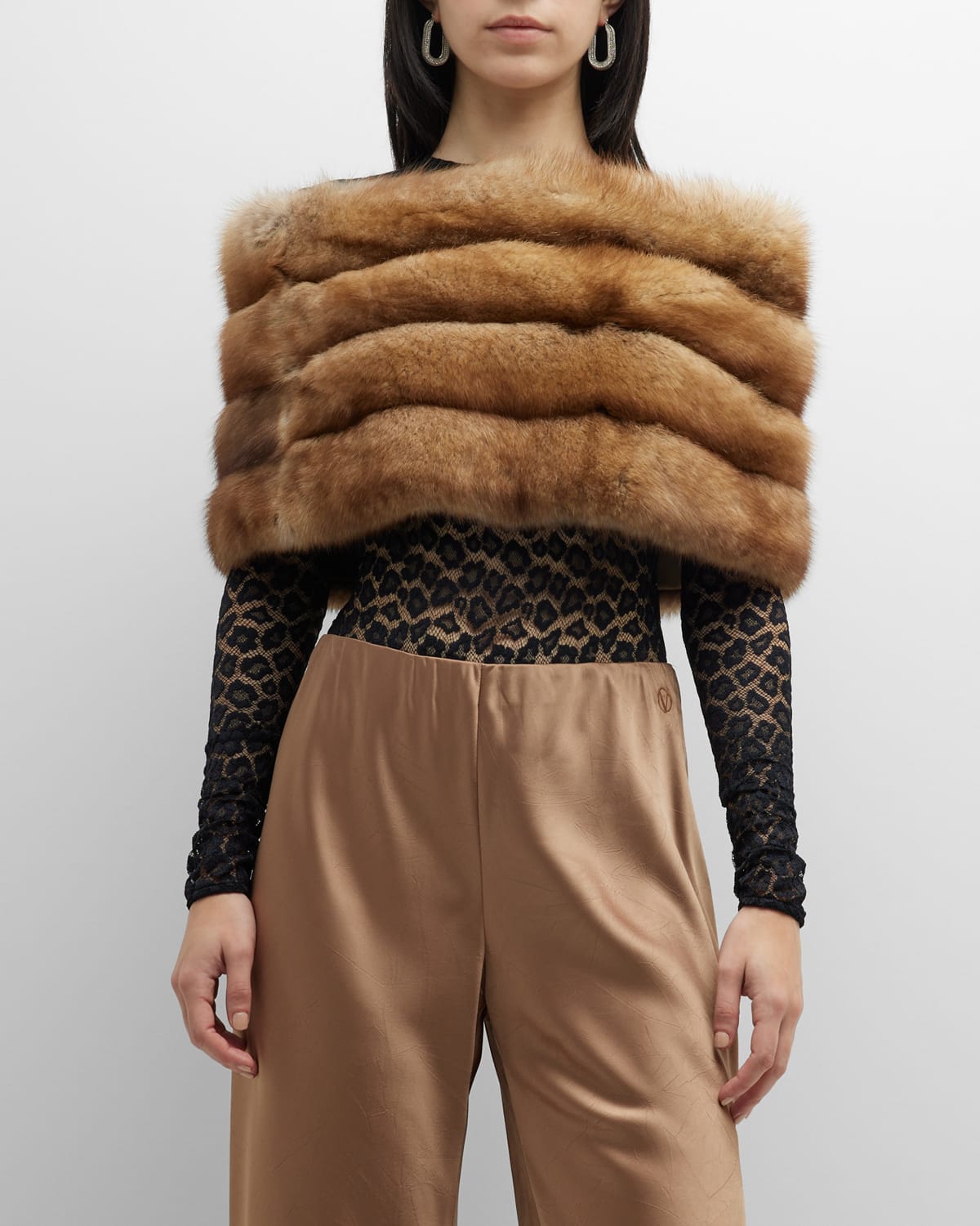 Horizontal Long Hair Sable Fur Stole