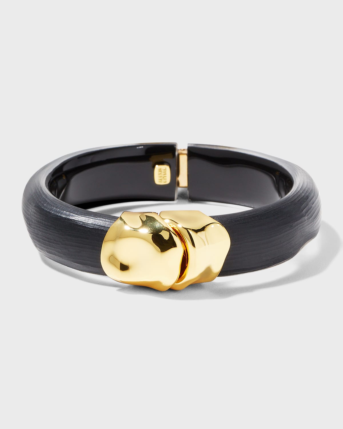 Alexis Bittar Molton Gold Hinge Bracelet In Black