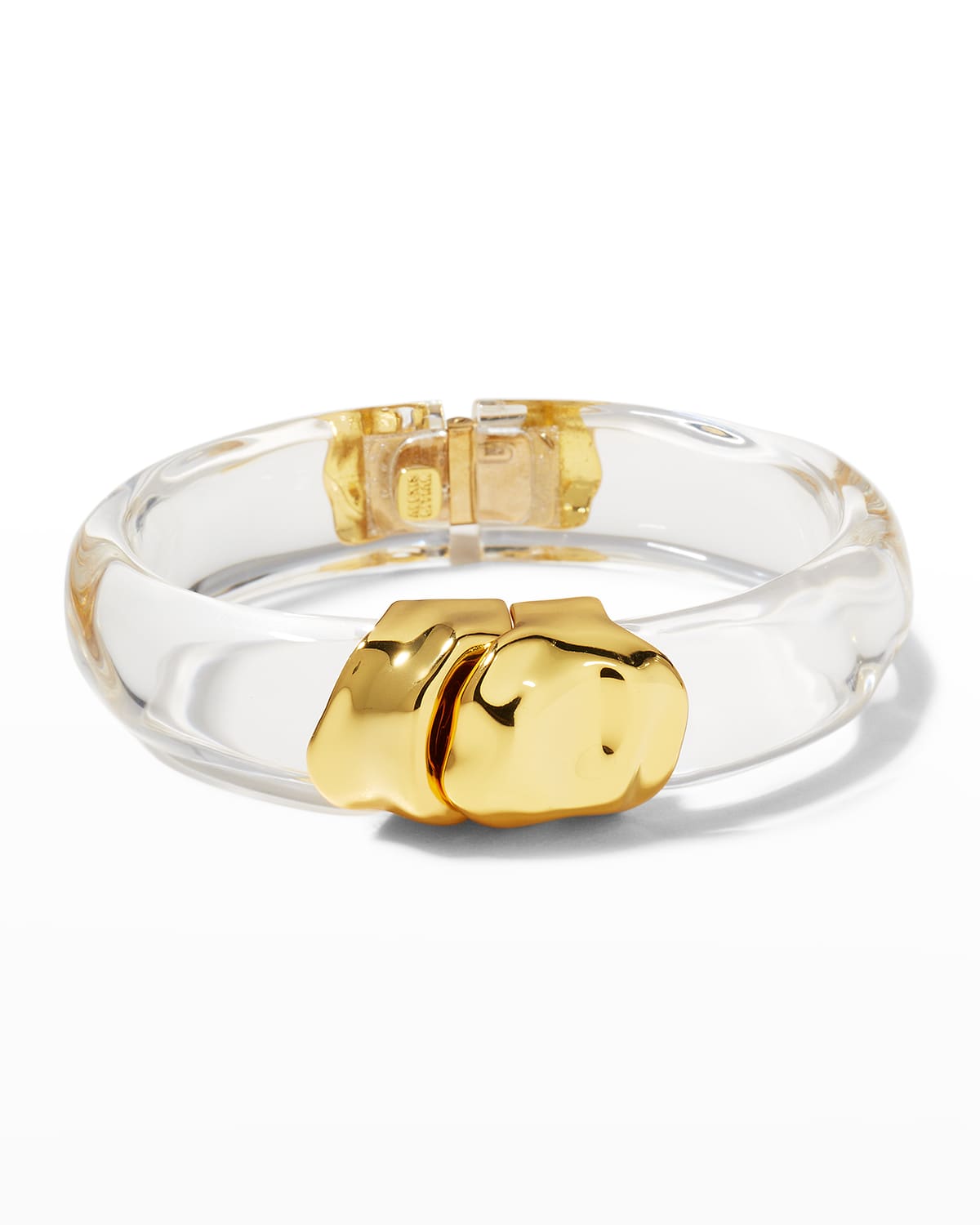 Alexis Bittar Molten 14k Goldplated Hinged Lucite Bracelet In Clear