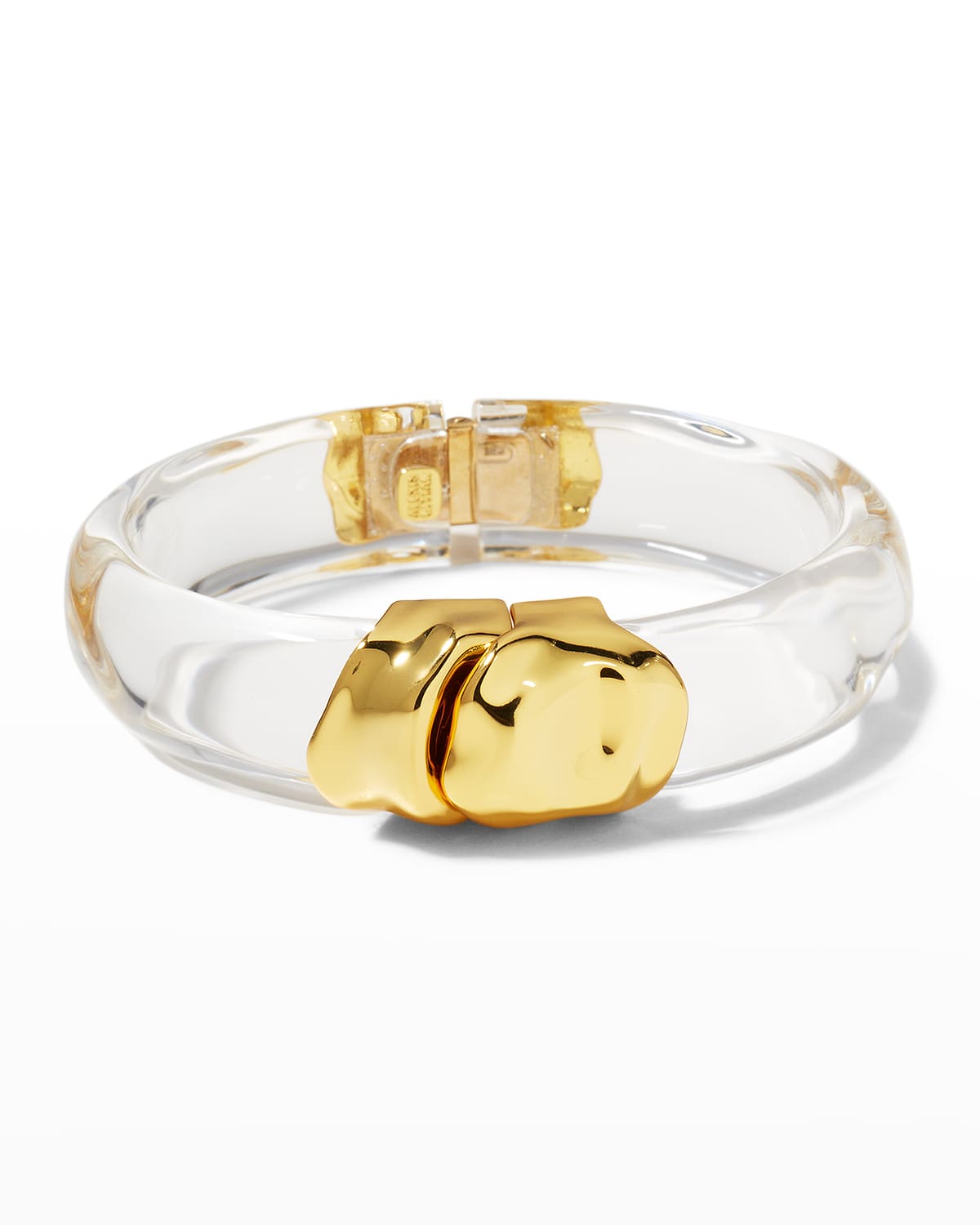 Shop Alexis Bittar Molten Gold Hinge Bracelet In Clear