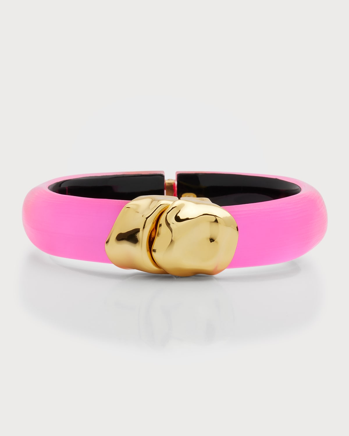 Alexis Bittar Molton Gold Hinge Bracelet In Neon Pink