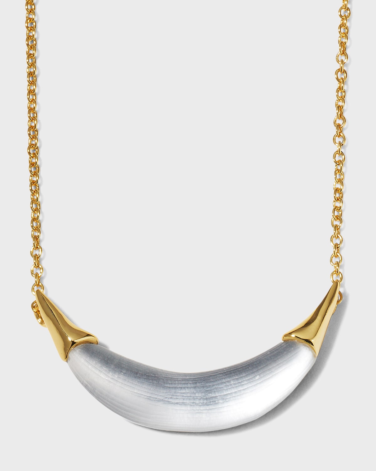Shop Alexis Bittar Gold Capped Crescent Necklace In Silver