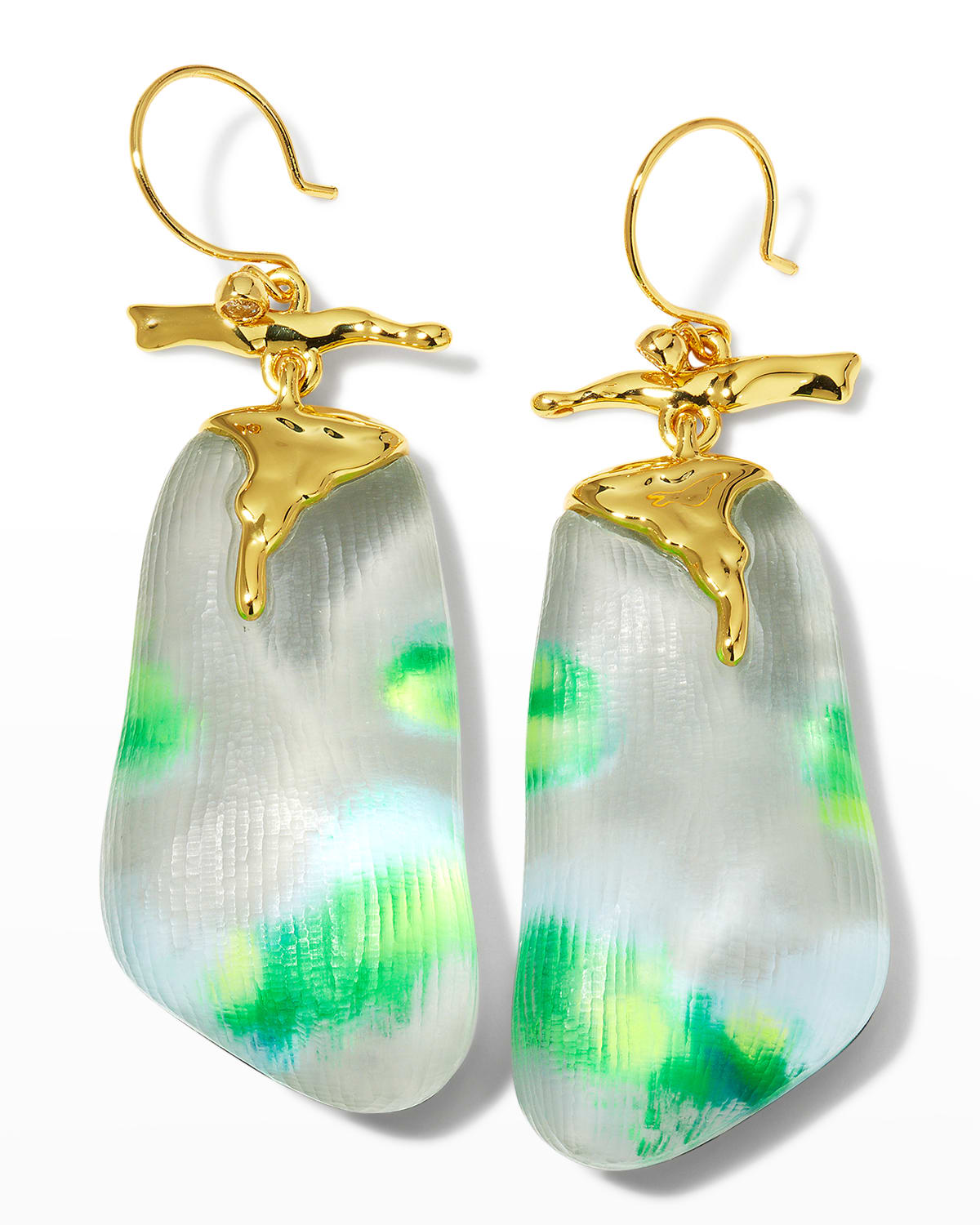 ALEXIS BITTAR MOLTEN GOLD LUCITE DROP EARRINGS, FLUORESCENT SKY 