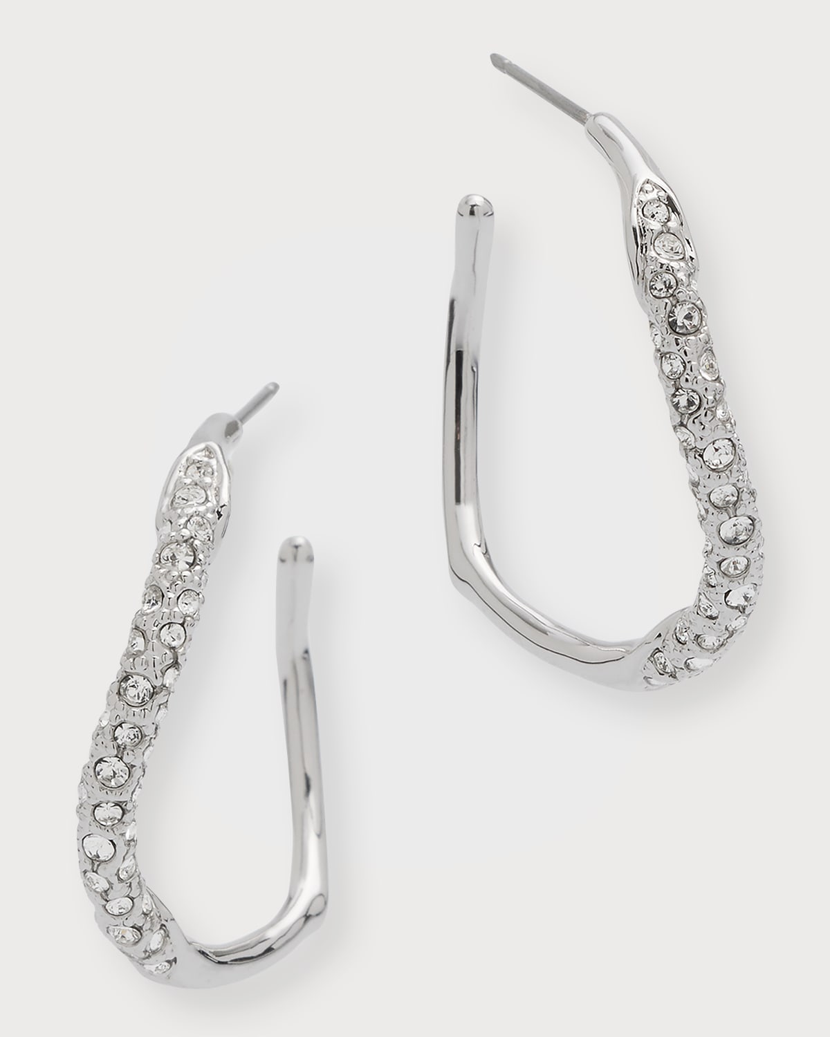 Shop Alexis Bittar Medium Two-toned Pave Hoop Earrings In Silver