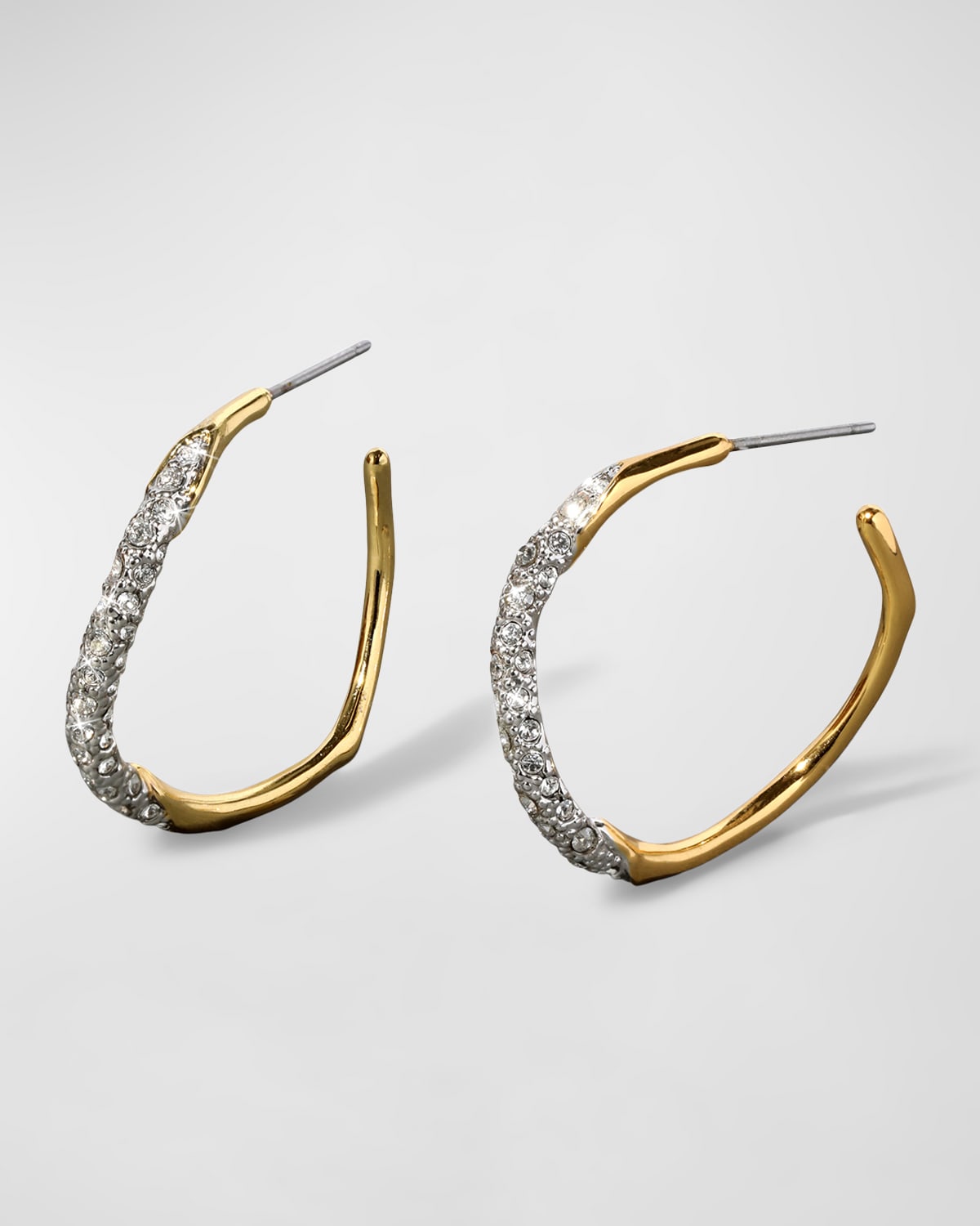 Alexis Bittar Medium Two-toned Pave Hoop Earrings In Champagne