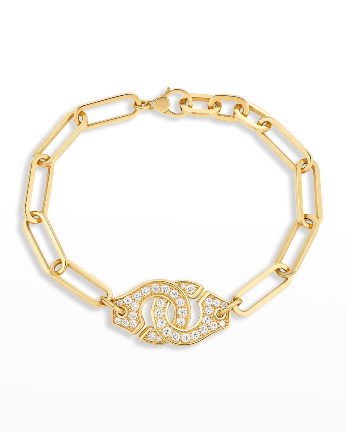 DINH VAN Yellow Gold Menottes R15 Extra-Large Bracelet with Full Diamonds