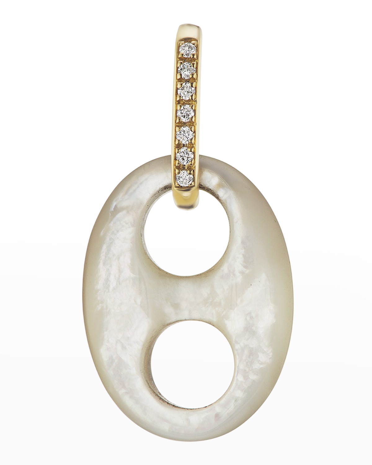 JENNA BLAKE YELLOW GOLD MARINER LINK CHARM WITH DIAMOND BALE AND MOTHER-OF-PEARL