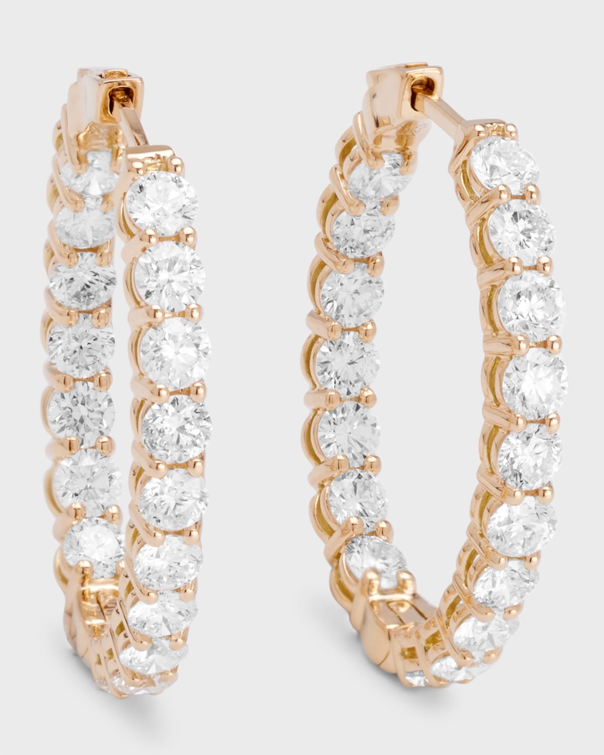 Neiman Marcus Diamonds 18k Yellow Gold Diamond Oval Hoop Earrings, 5.1tcw