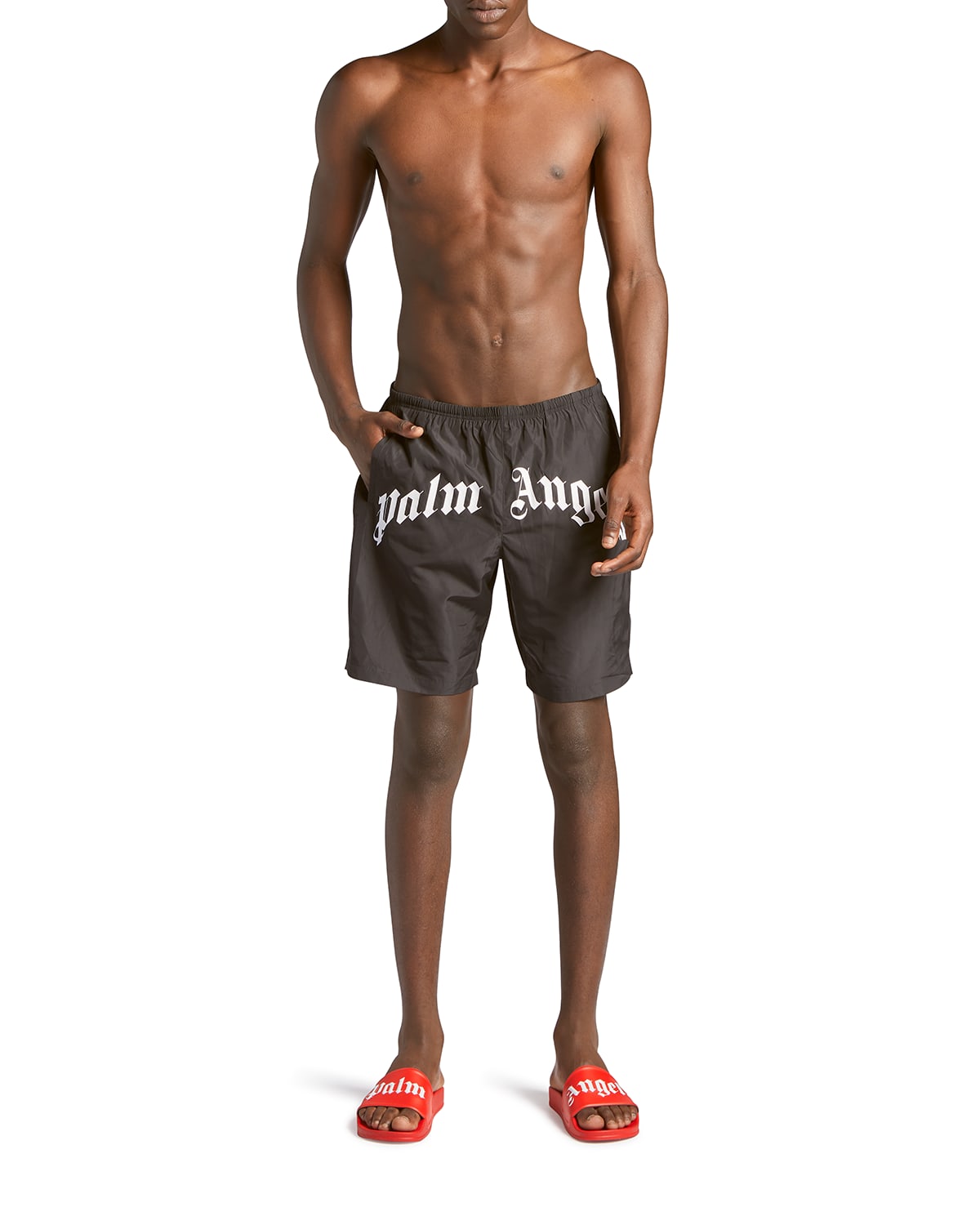 Men's Curved-Logo Swim Shorts