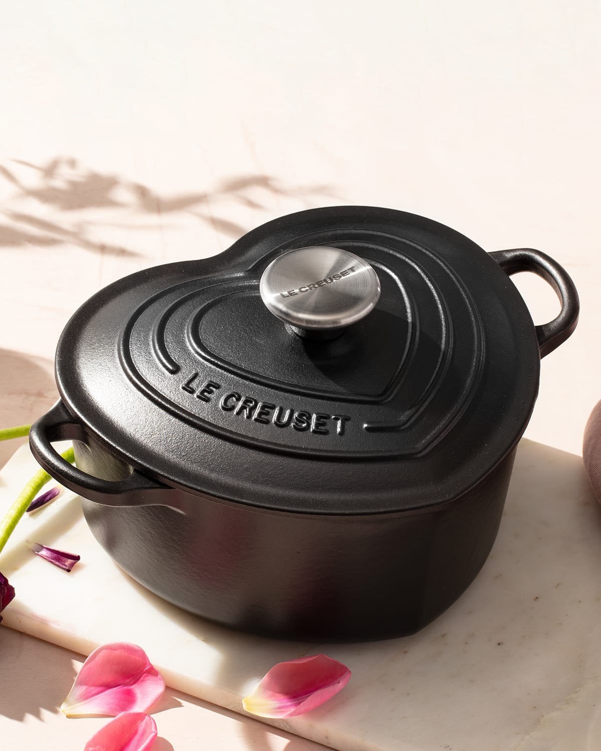 Shop Le Creuset L'amour Signature Heart Cocotte With Stainless Steel Knob - 2 Qt In Licorice