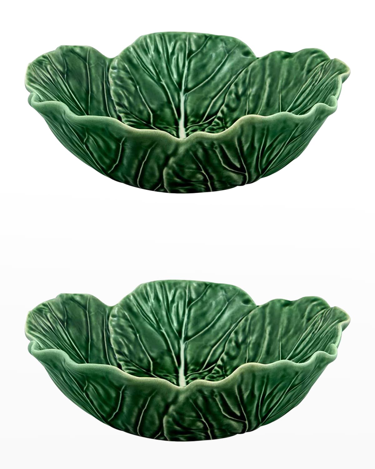 Bordallo Pinheiro Cabbage 27 Oz. Individual Salad Bowls, Green - Set Of 2