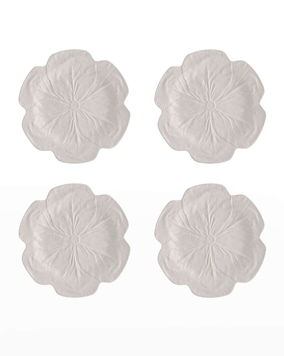 Bordallo Pinheiro Cabbage Dinner Plates, Beige - Set Of 4 In White