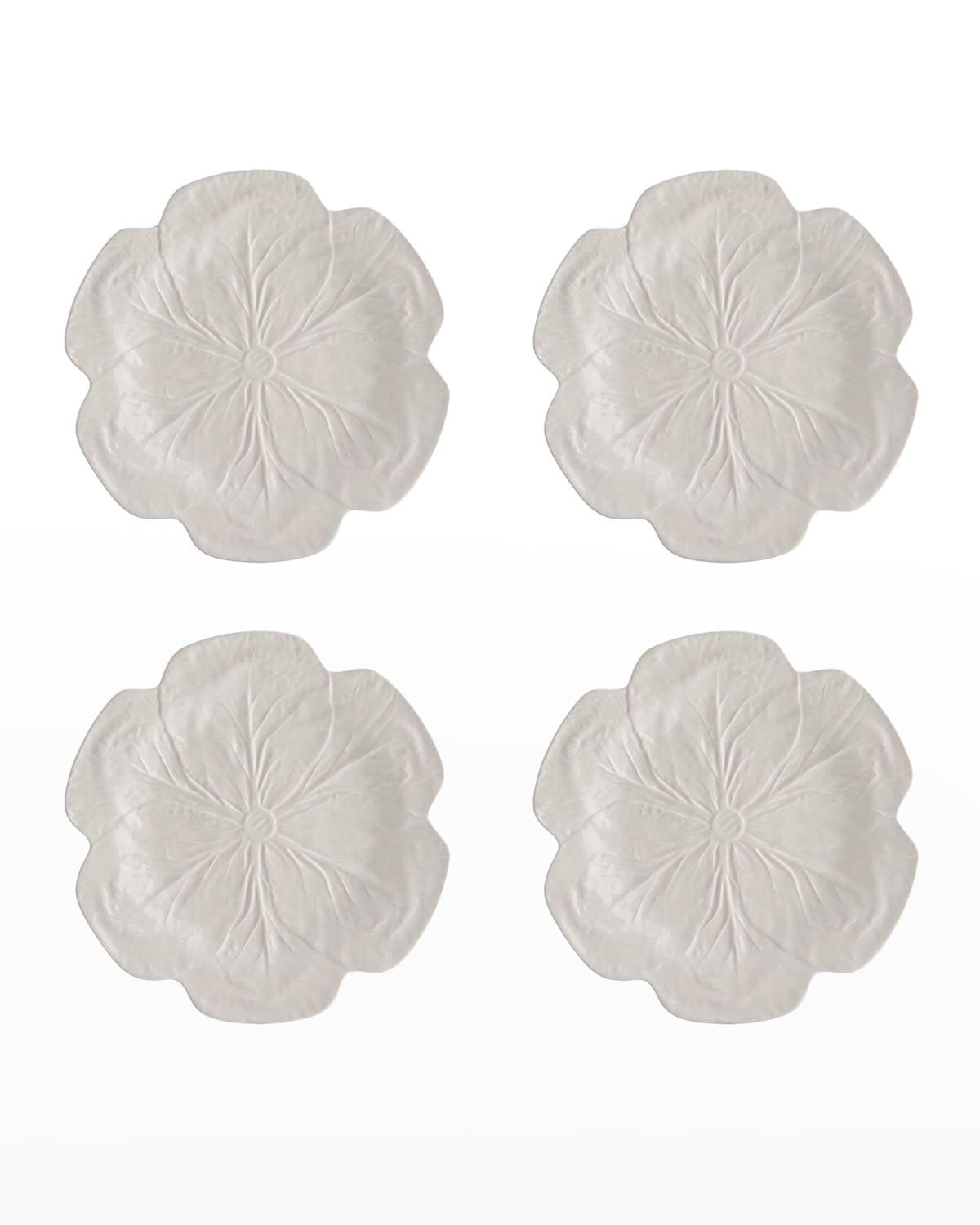 Bordallo Pinheiro Cabbage Dinner Plates, Beige - Set Of 4 In White