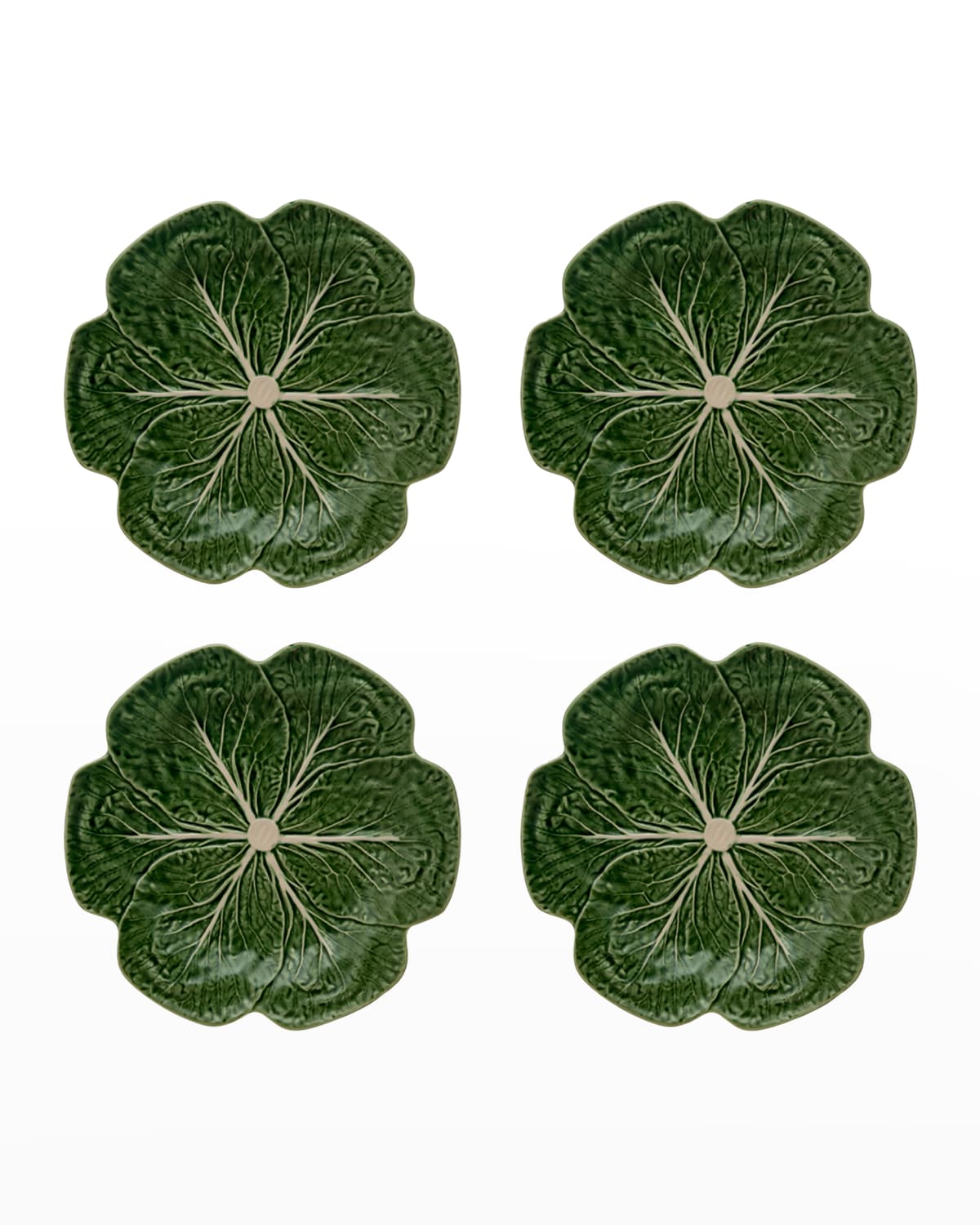 Bordallo Pinheiro Cabbage Dinner Plates, Green - Set Of 4