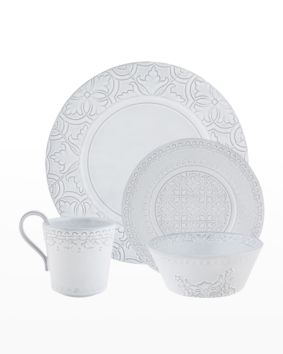 Shop Bordallo Pinheiro Rua Nova 16-piece Dinnerware Set In Antique White