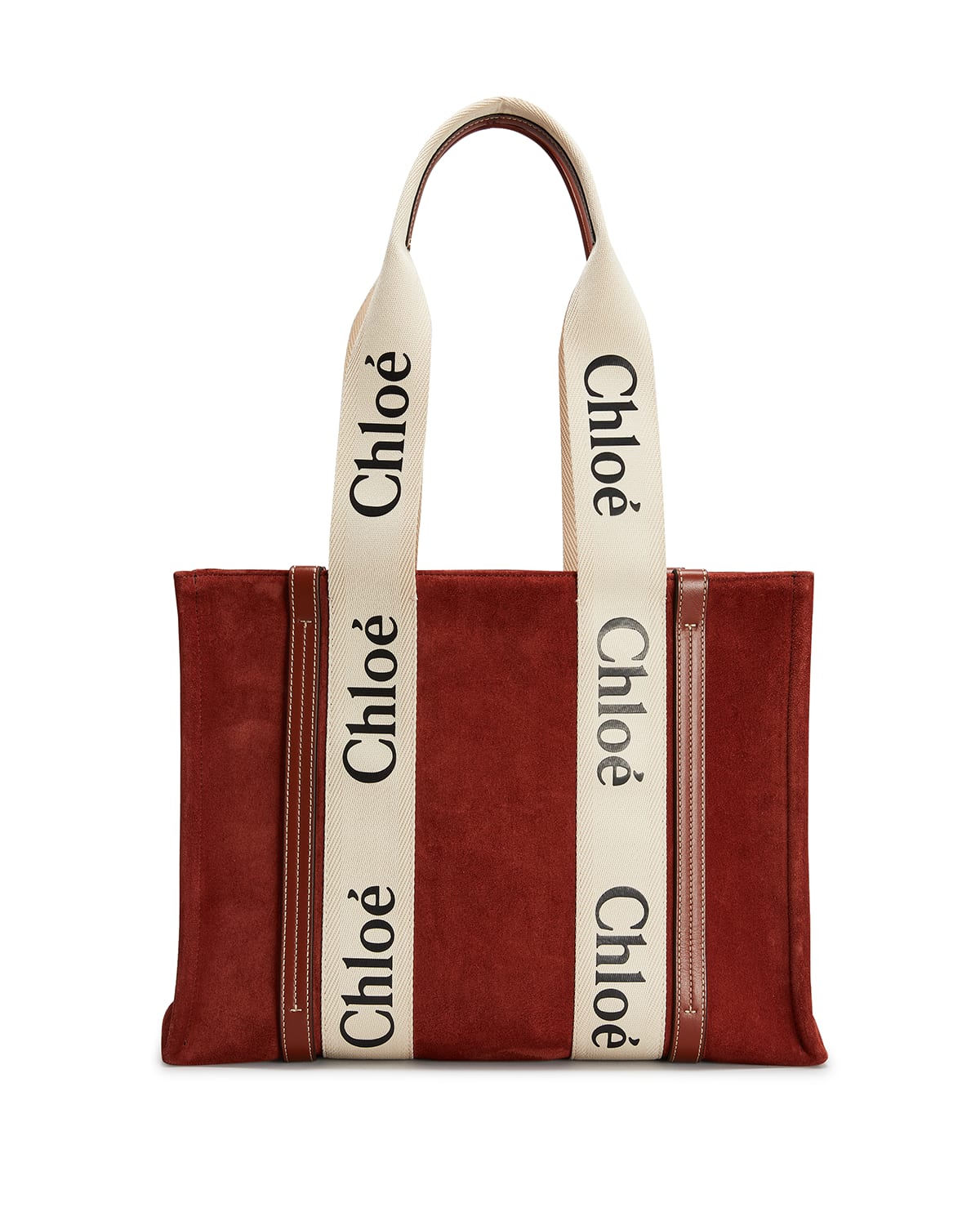 Chloe Woody Logo Medium Suede Tote Bag