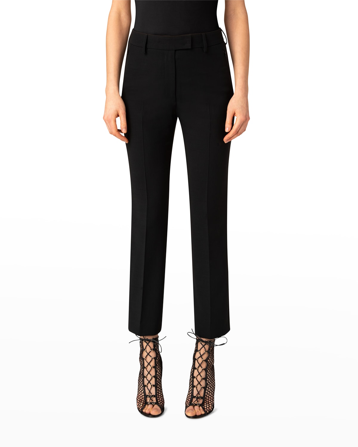 Akris High-rise Bootcut Crepe Trousers In Pink