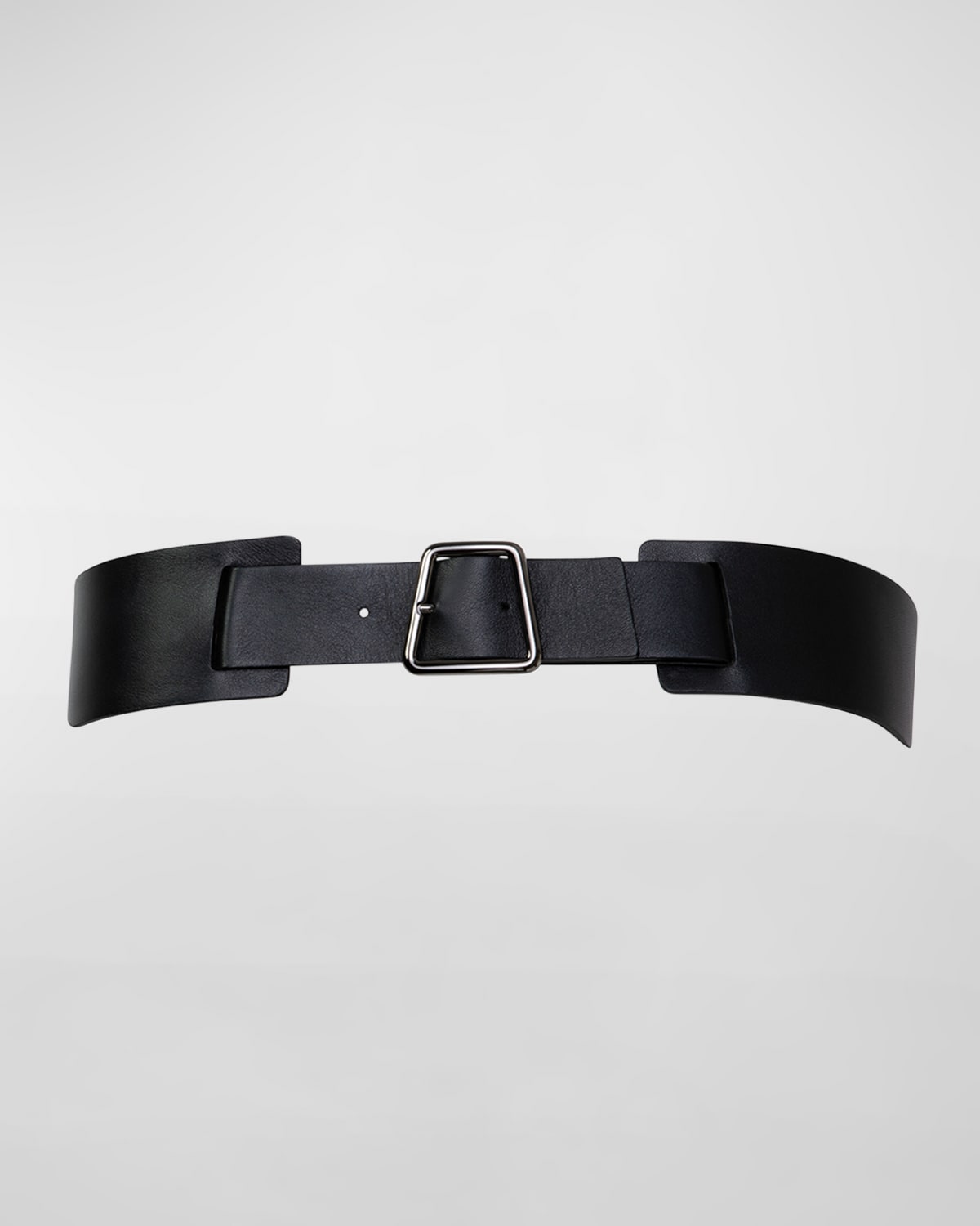 Akris Trapezoid Buckle Leather Belt In Black