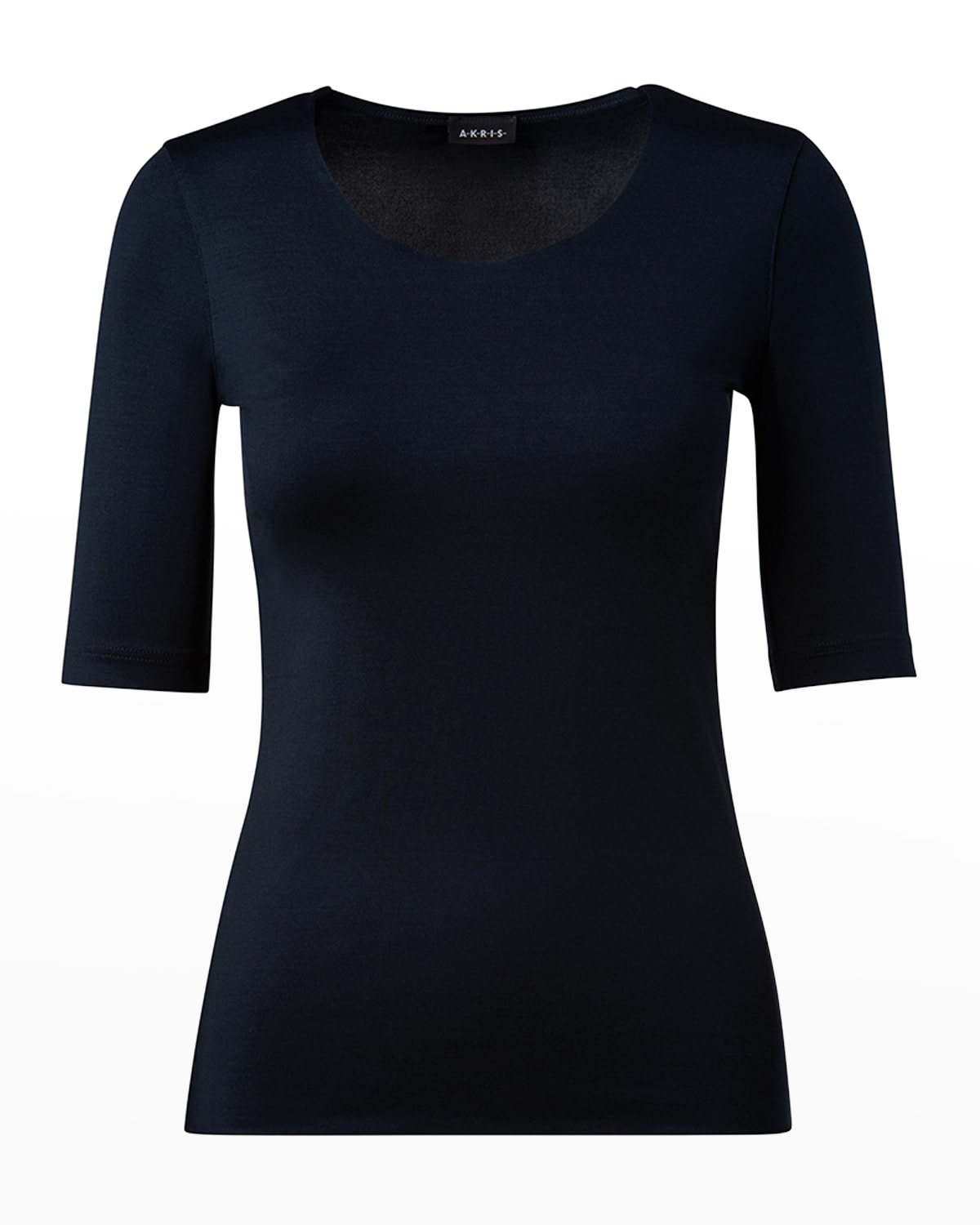 Akris Scoop-neck Silk Jersey T-shirt In Navy