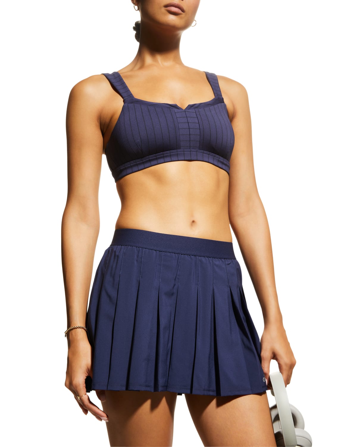 Alo Yoga Pinstripe Jacquard Captivate Sports Bra In True