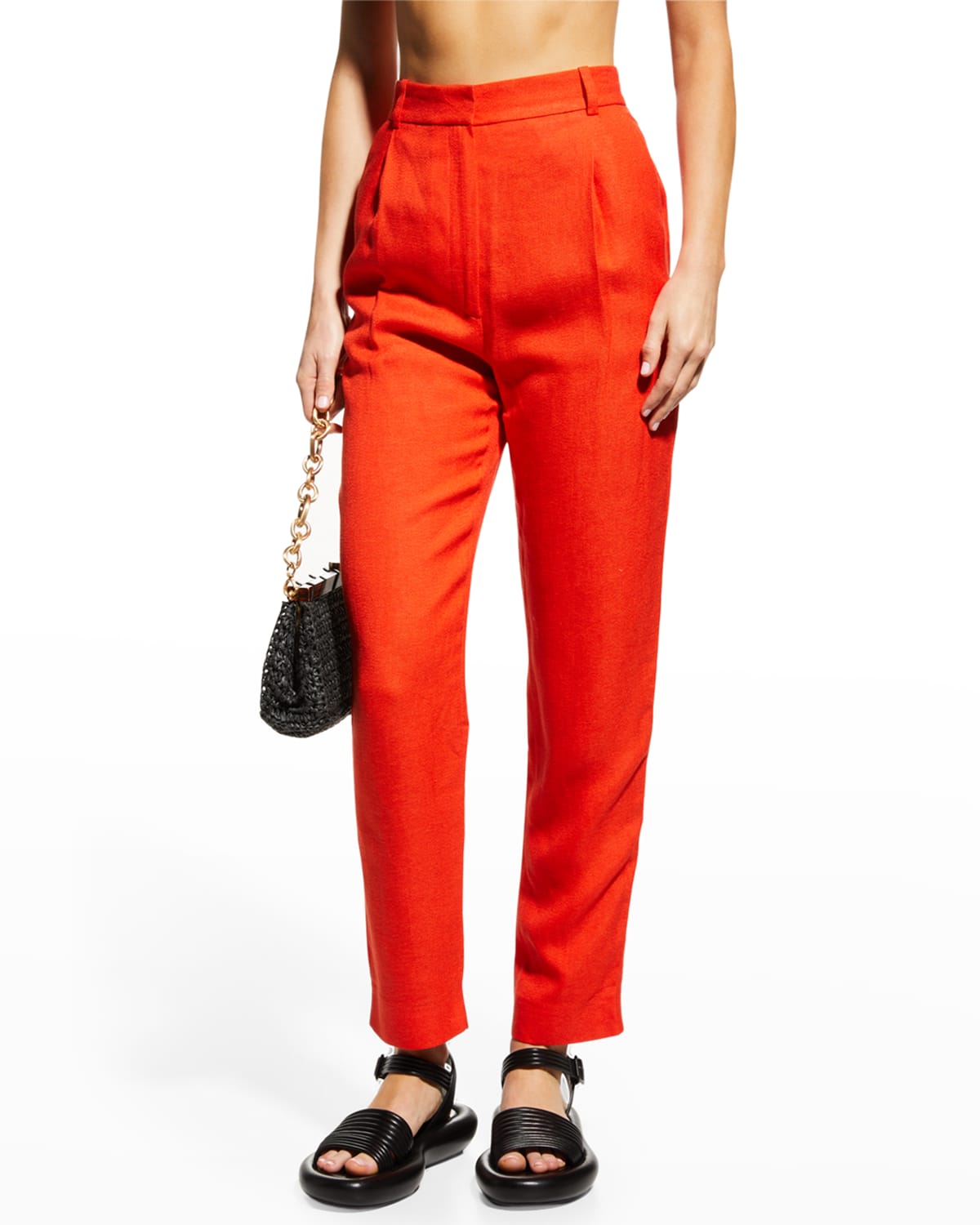 Tove Poppy Pleated Straight-Leg Trousers